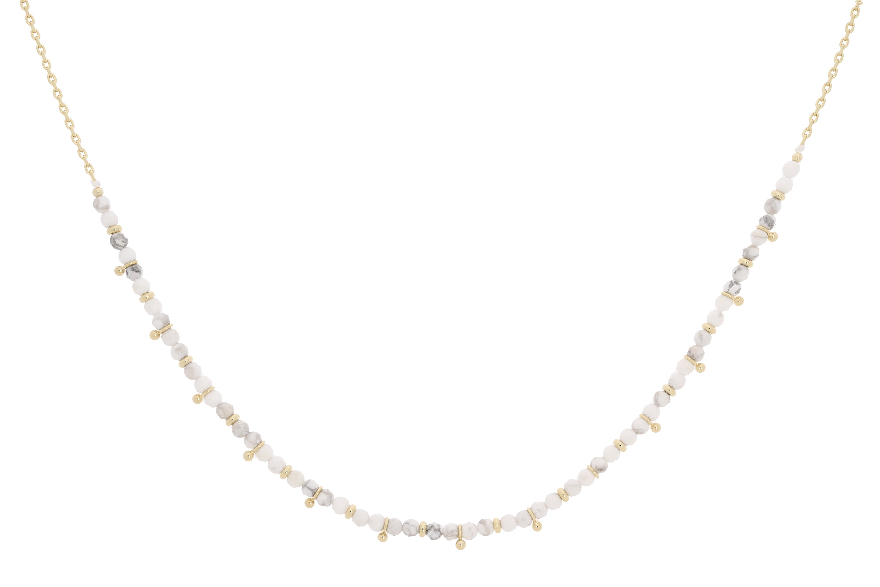 Salus White Howlite Gemstone Gold Necklace