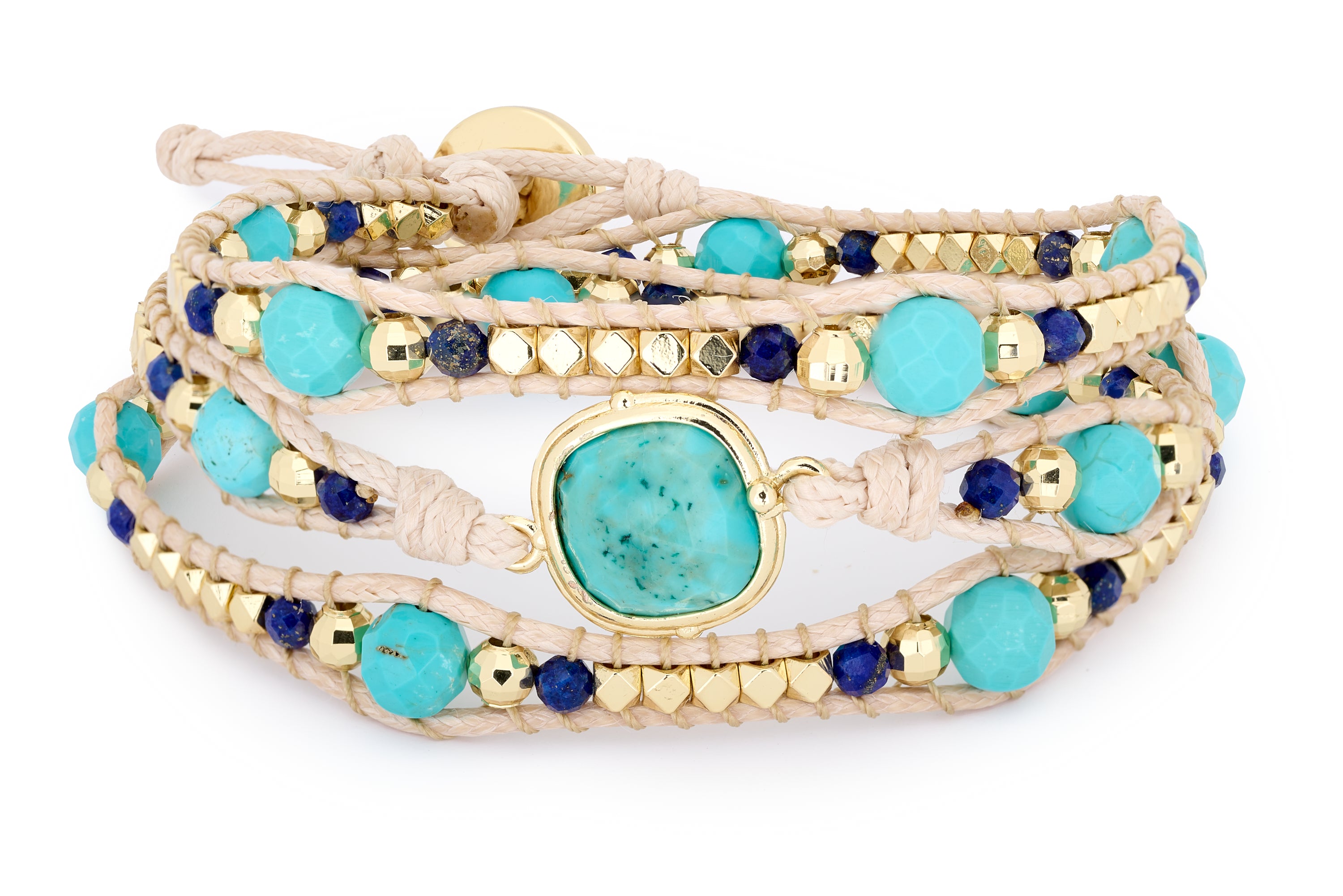 America Marine Gemstone 3 Wrap Bracelet