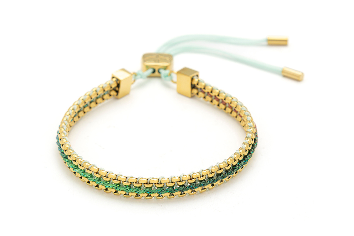 Bloom Green Earth Braided Gold Bracelet SS