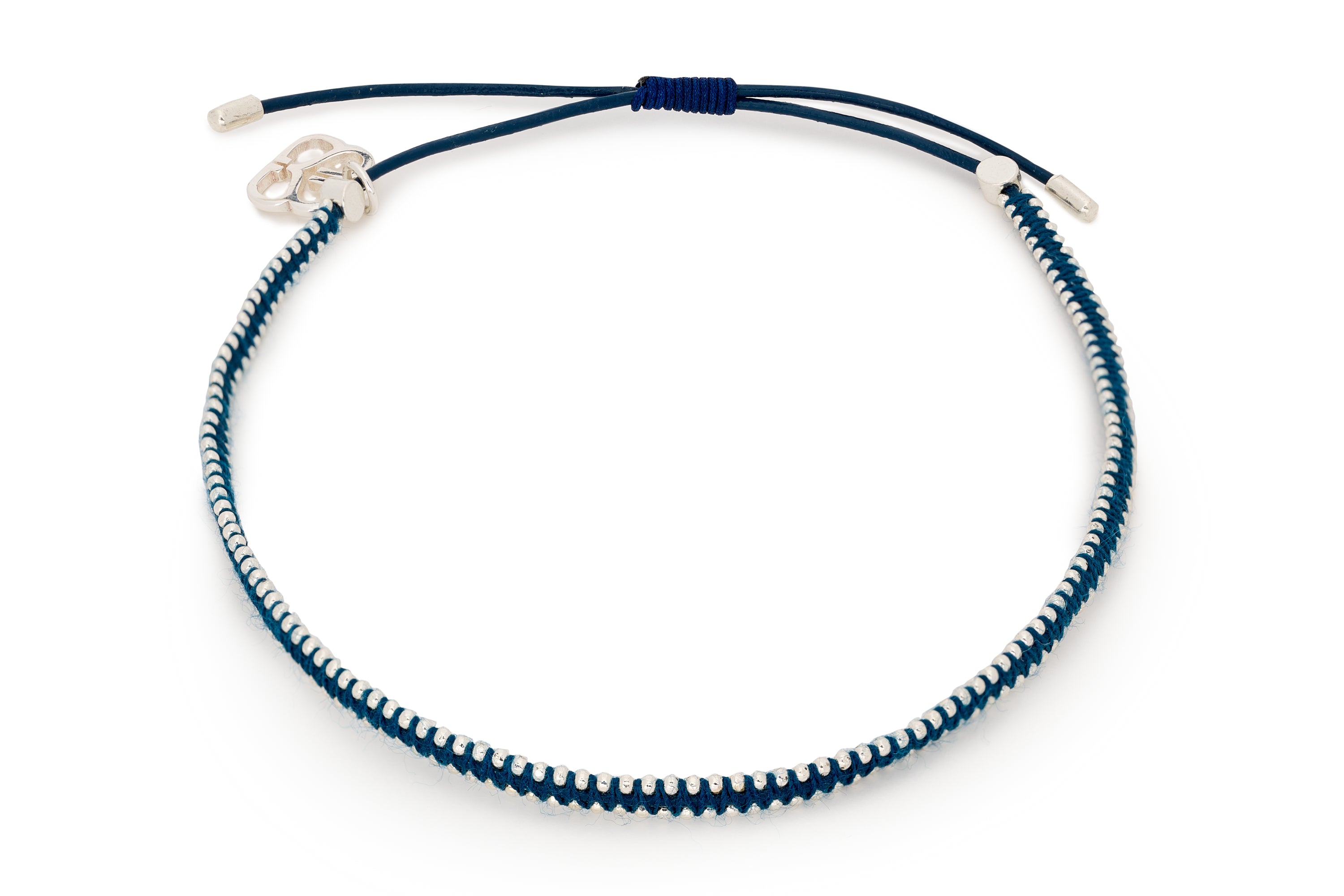 Euphonium Navy & Silver Pull Through Woven Bracelet