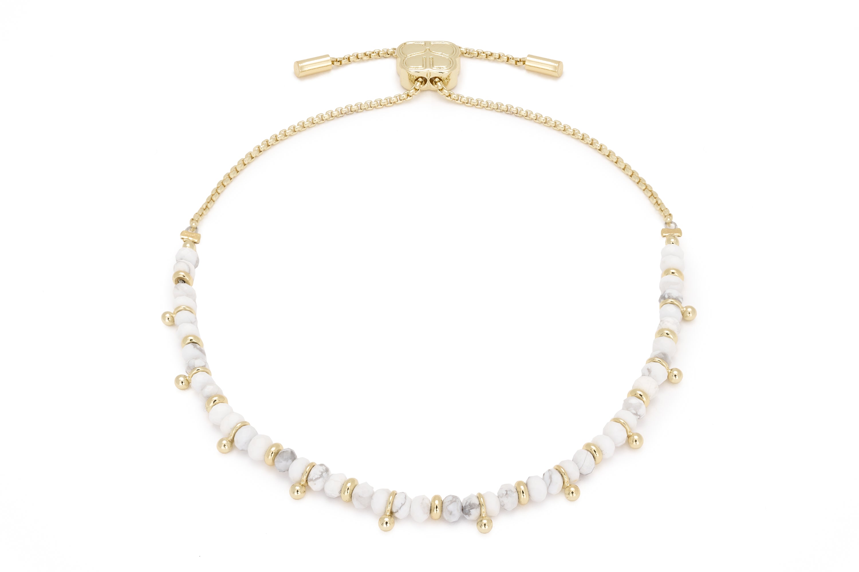 Harmony White Howlite Gold Gemstone Bracelet