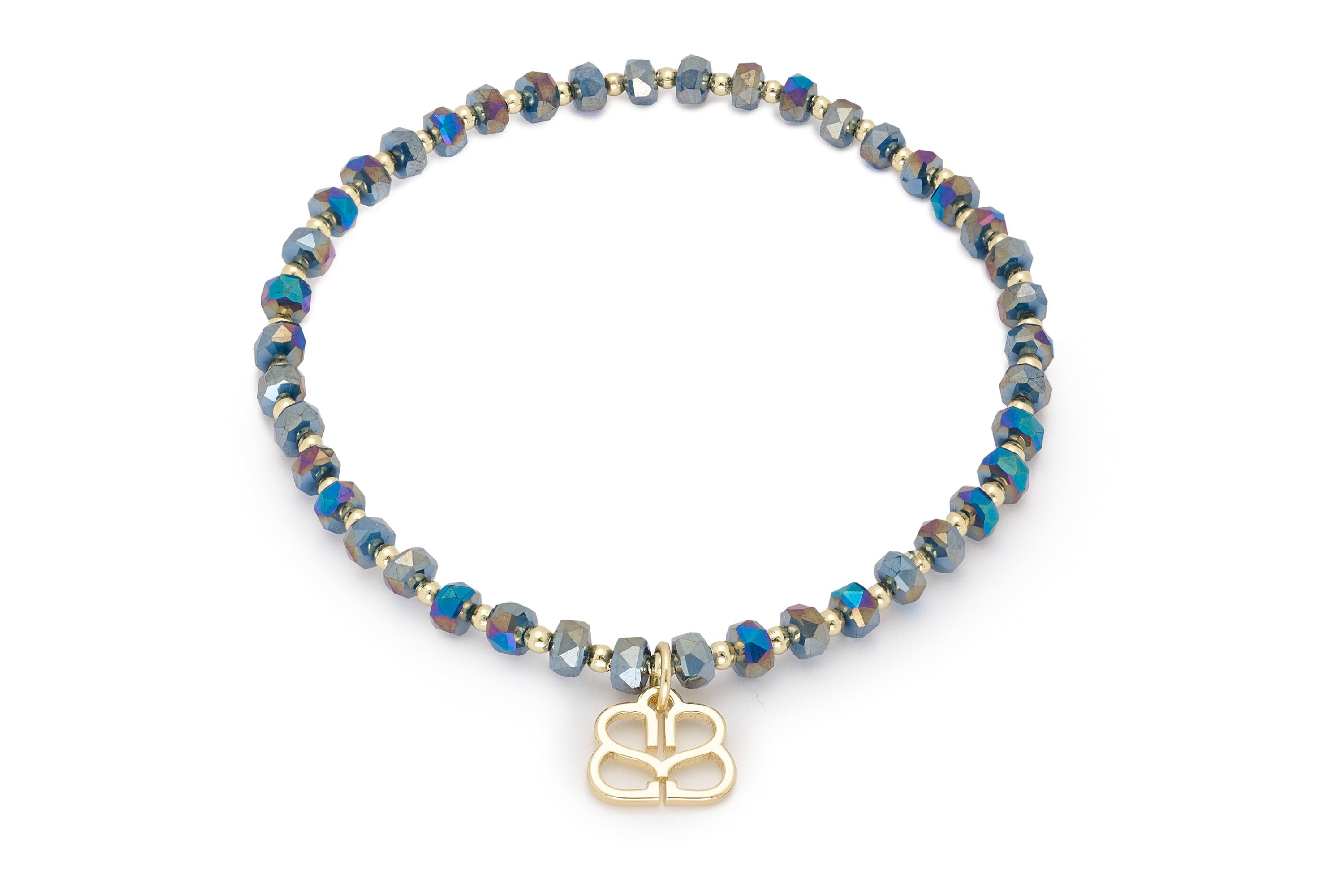 Prunus Navy & Gold Crystal Stretch Bracelet