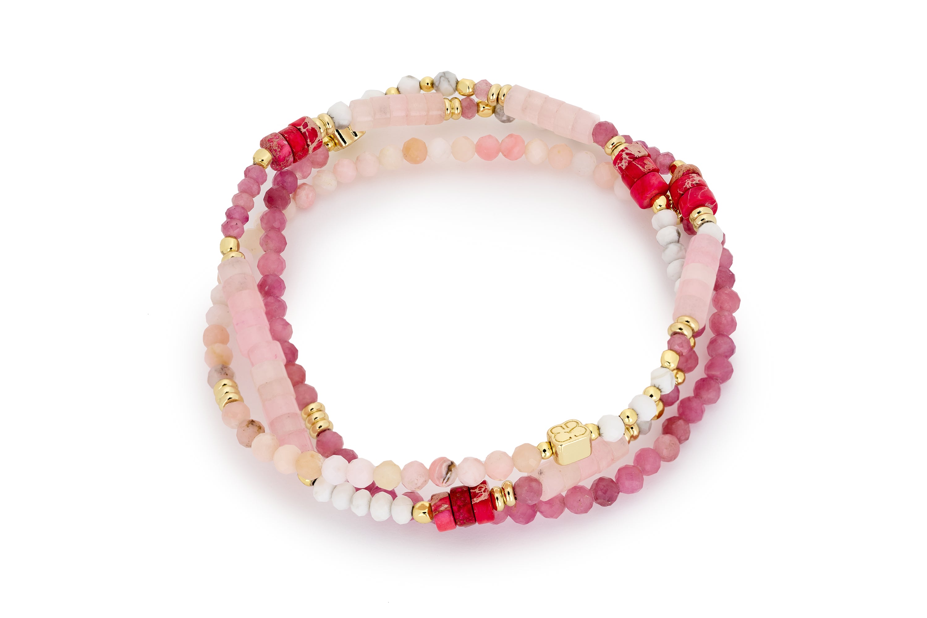 Camellia Pink Stretch Gemstone Bracelet