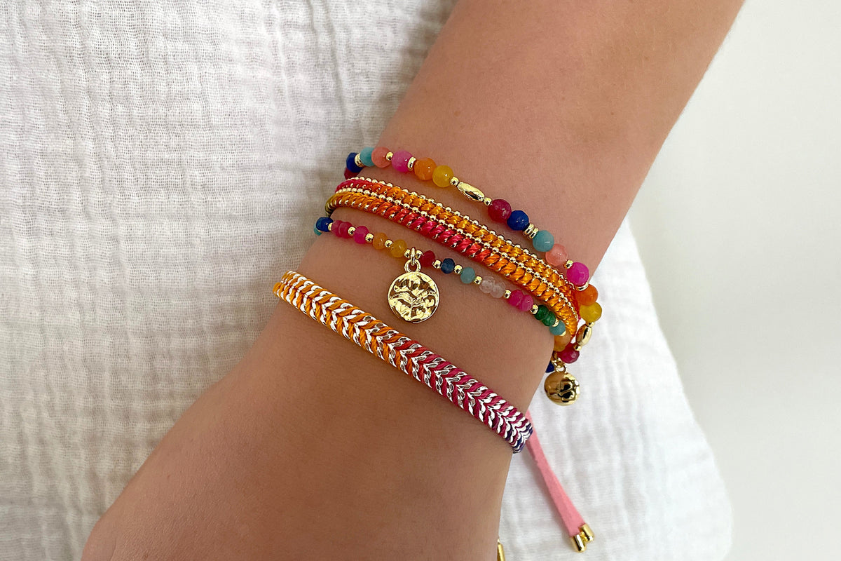 Iztac Tropical Silver Bracelet styled with other Boho Betty bracelets