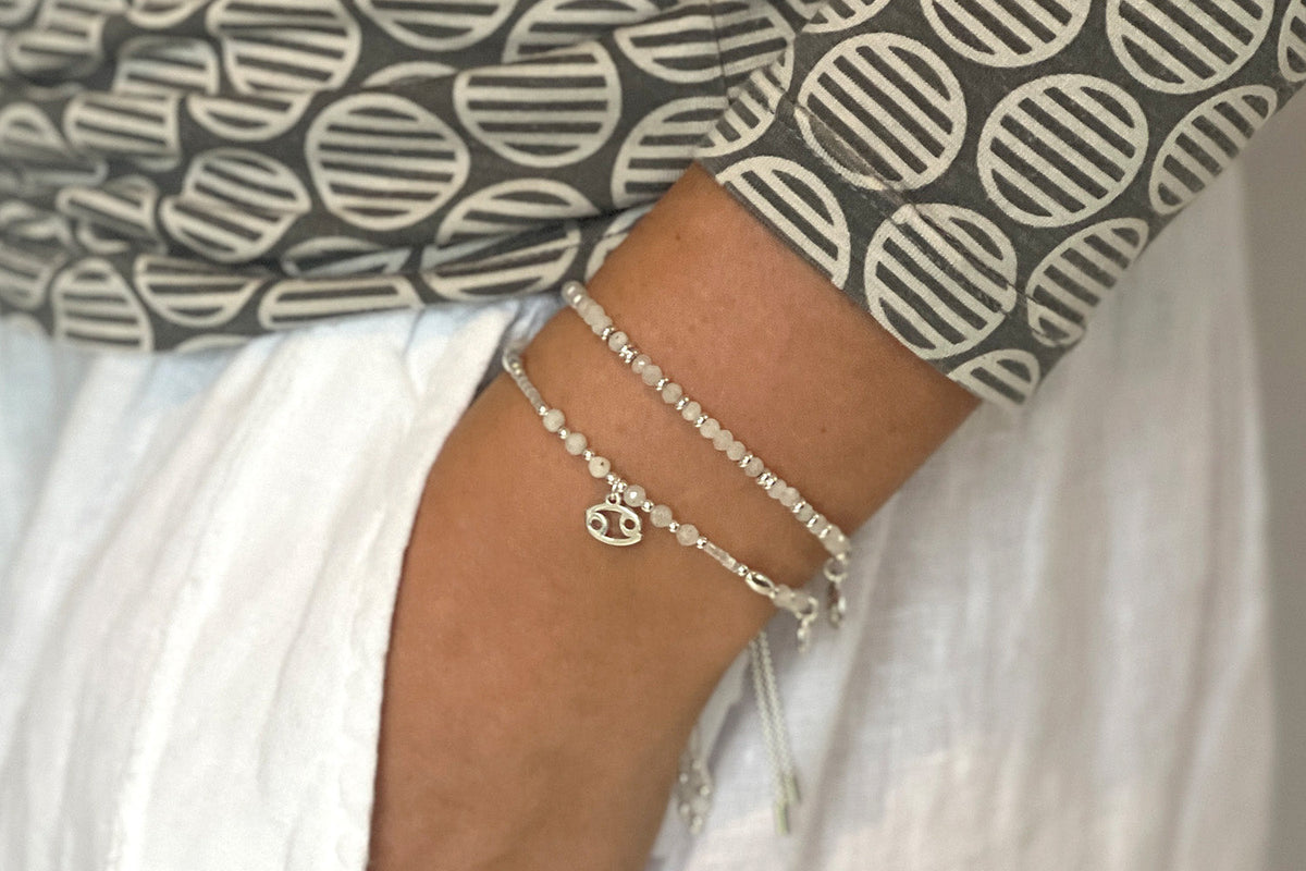 Mystical Rainbow Moonstone Silver Bracelet lifestyle shot