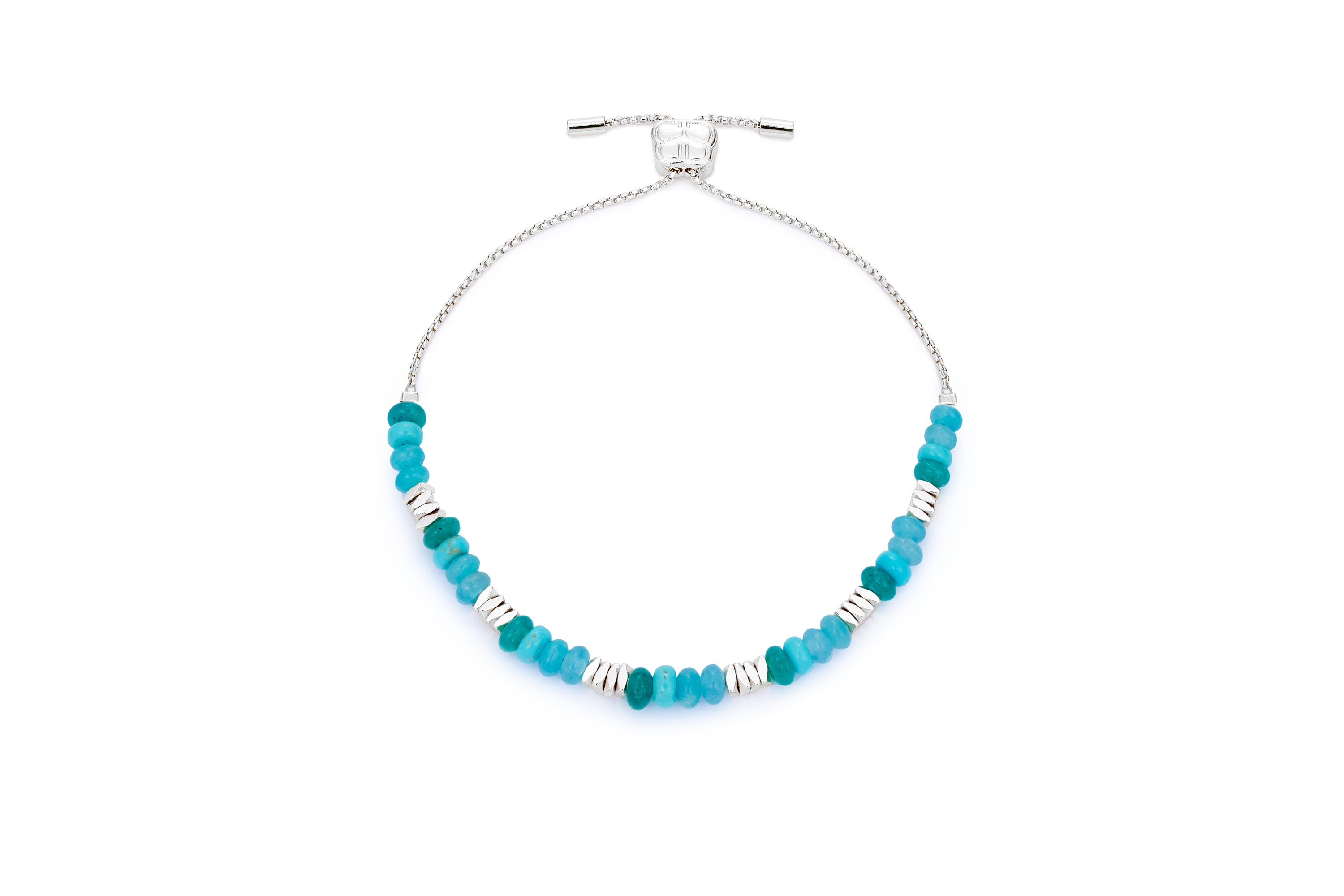 Carmine Turquoise Howlite and Jade Silver Bracelet