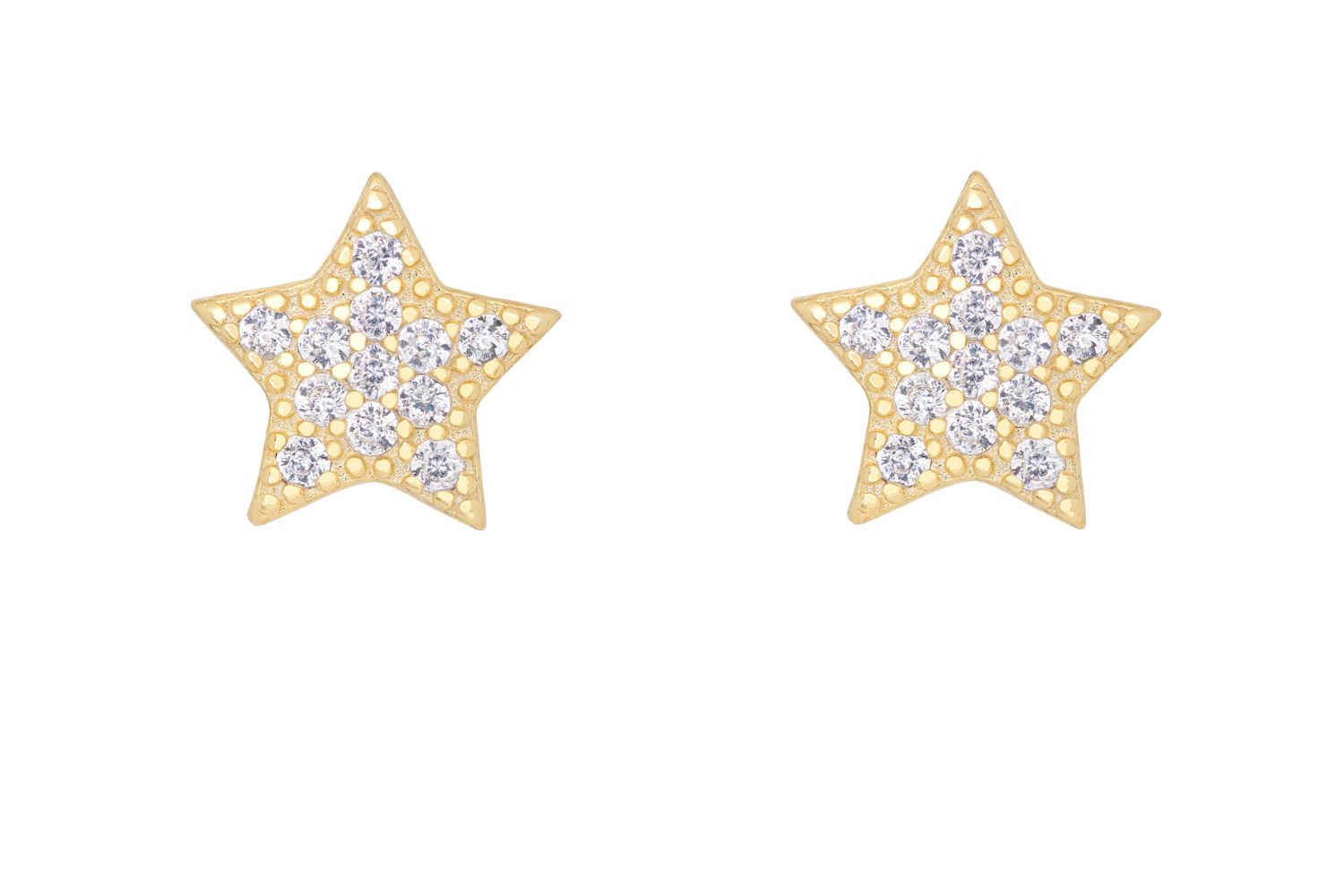 Chastain Gold CZ Star Stud Earrings