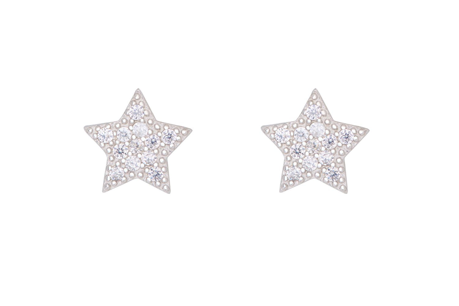 Chastain Silver Star Stud Earrings