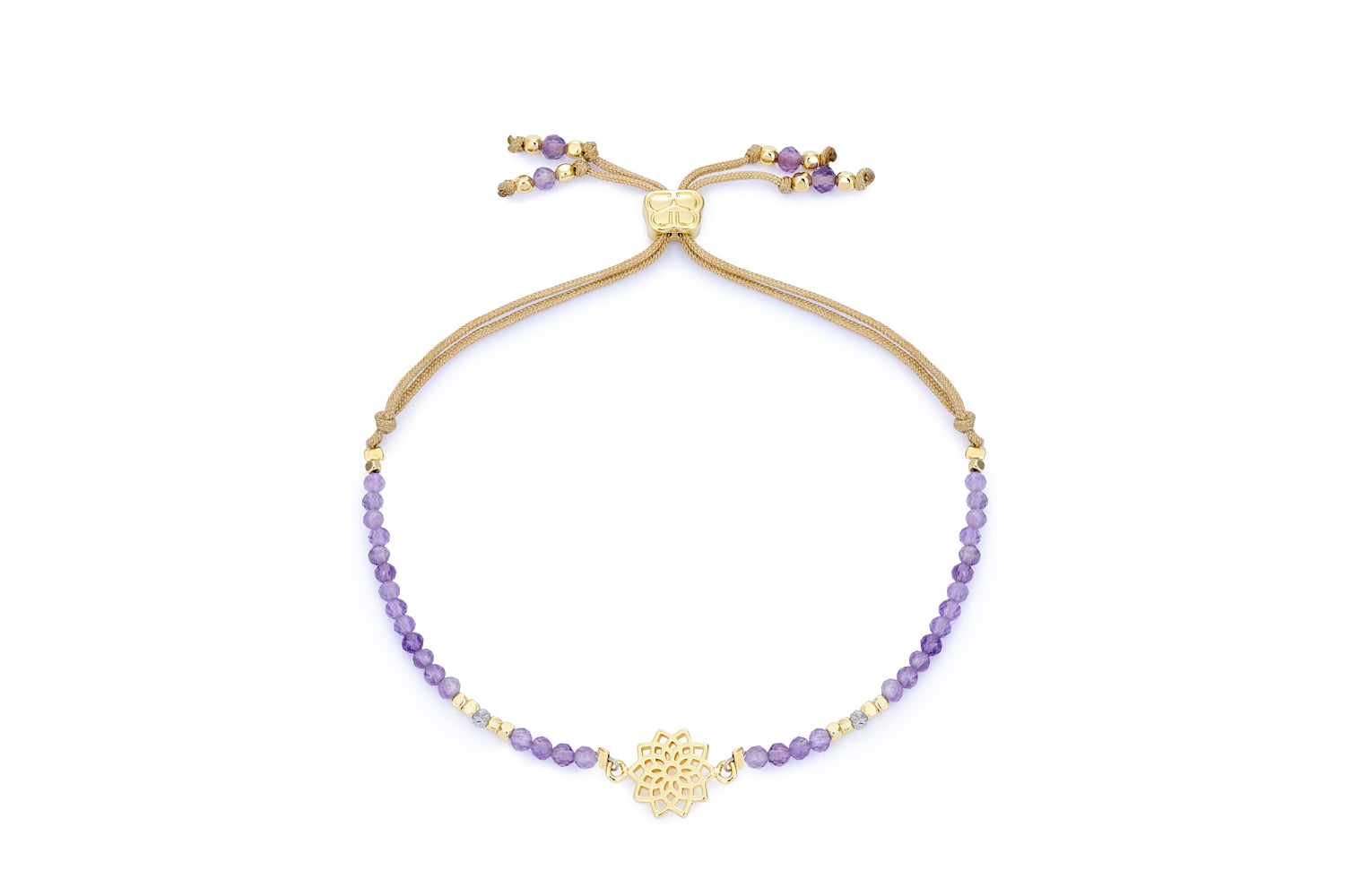 Crown Chakra Amethyst and Labradorite Gold Bracelet