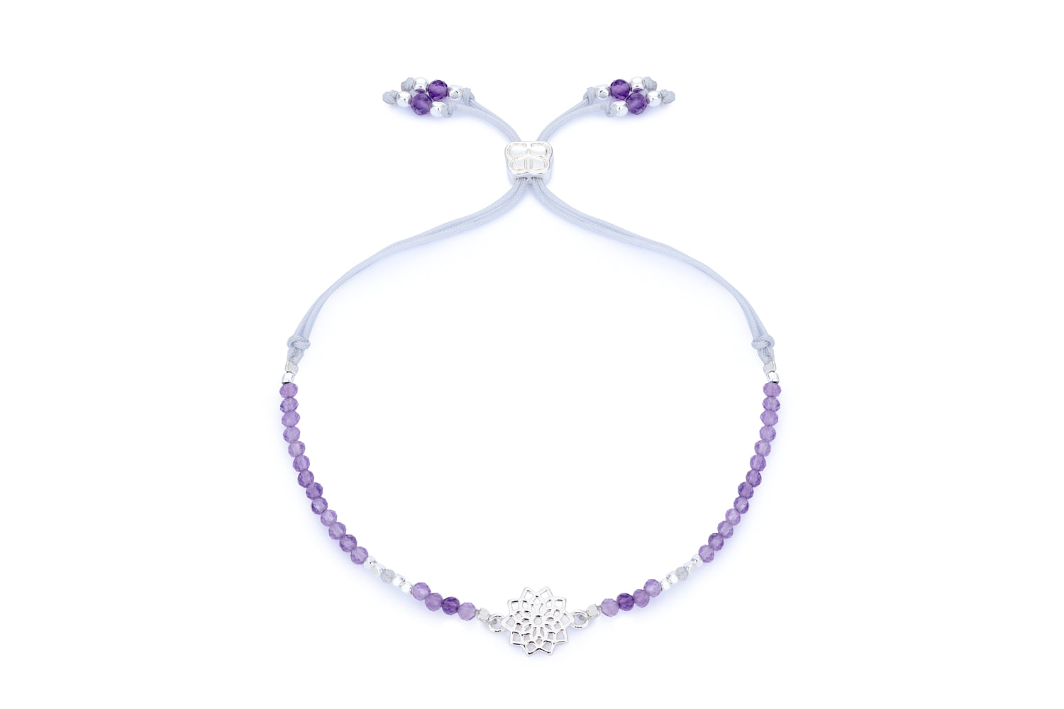 Crown Chakra Amethyst and Labradorite Silver Bracelet