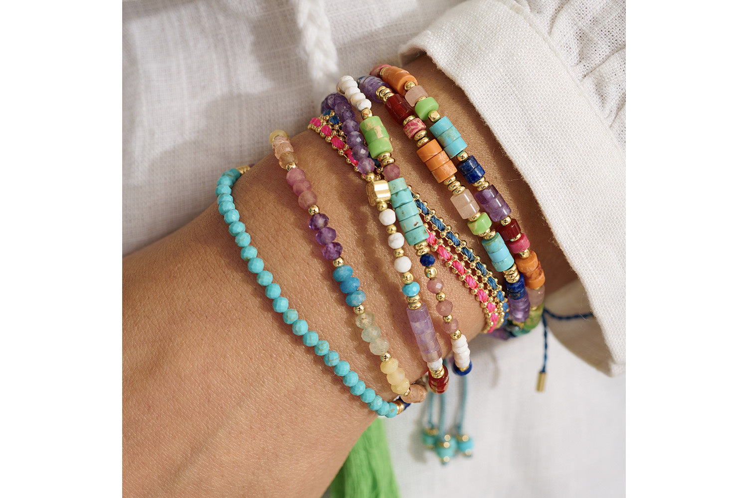 Brighten up your jewellery stacks with the Marigold Rainbow! Perfect for adding to any summer outfit!