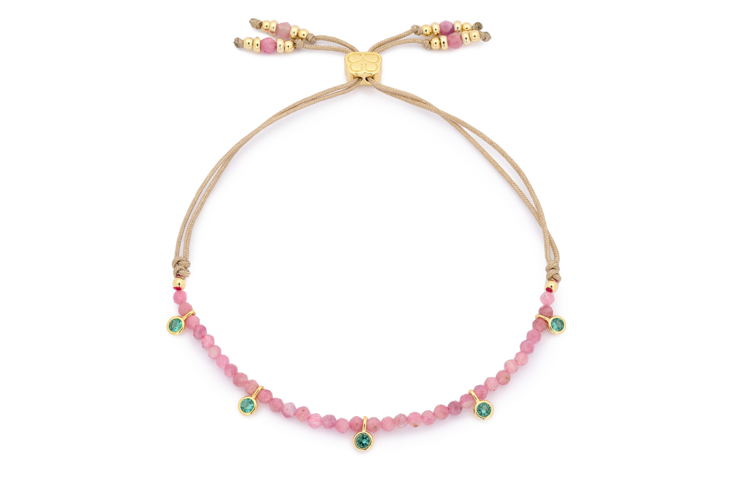 Holly Pink Tourmaline Gold Gemstone Bracelet