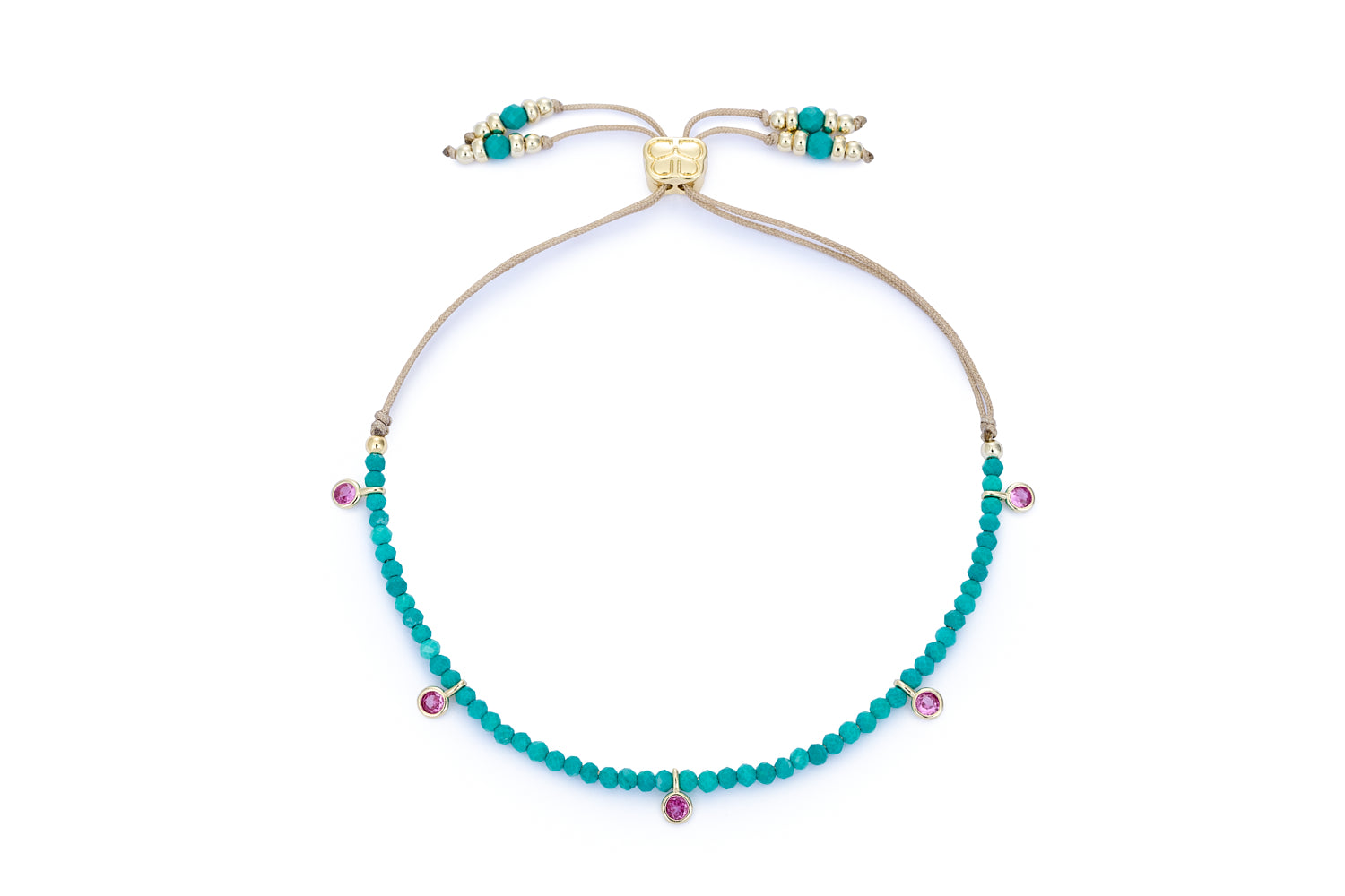 Holly Turquoise Howlite and Pink Crystal Gold Bracelet