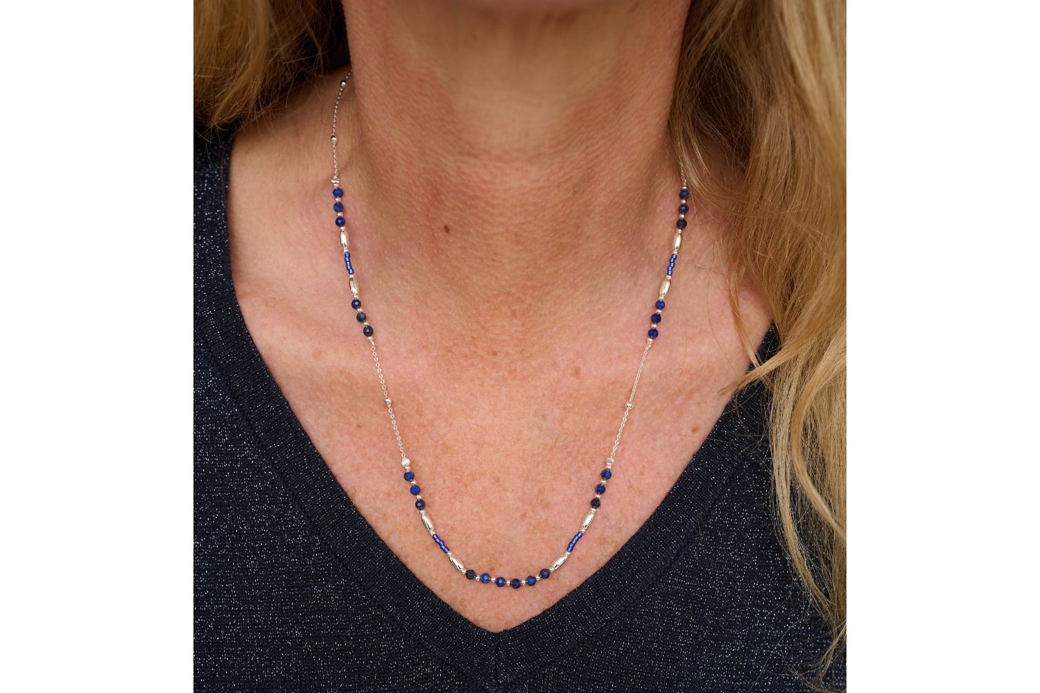 Horus Lapis Silver Gemstone Necklace