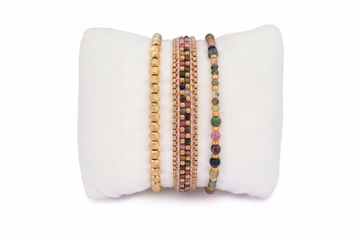 Montserrat Tourmaline and Gold Stack - Boho Betty
