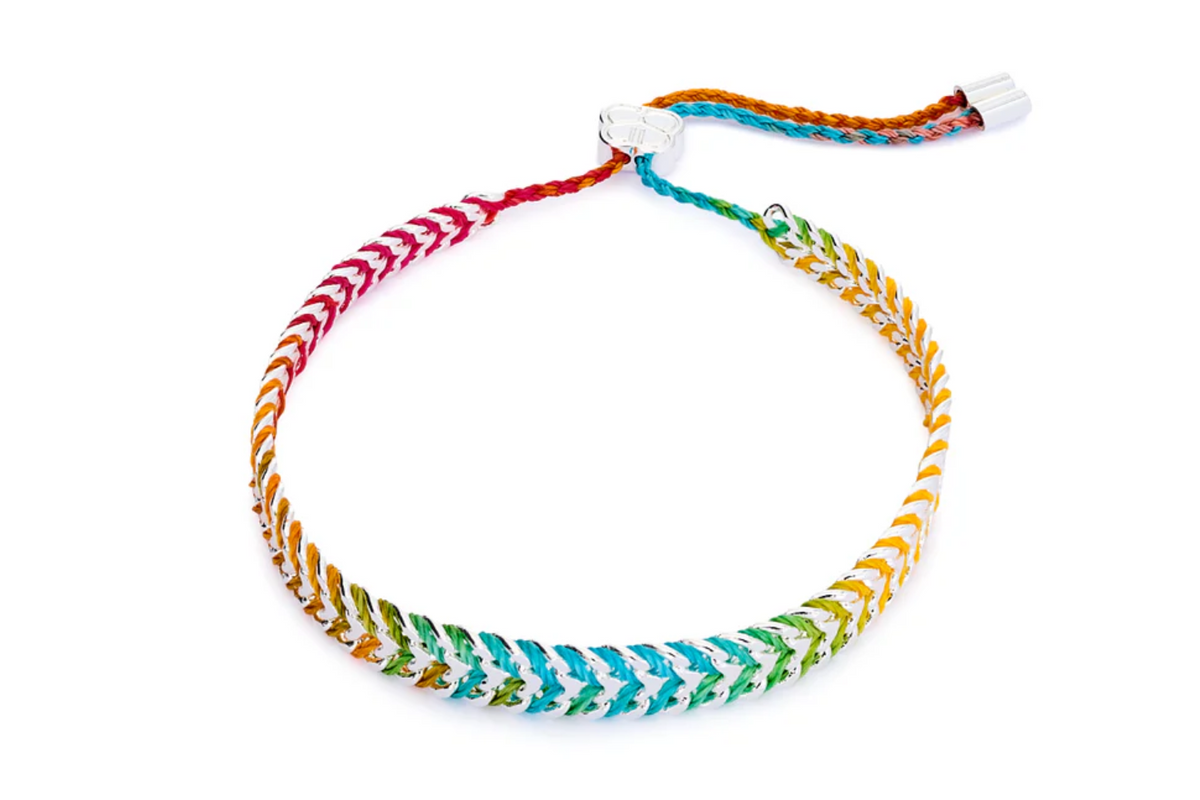 Iztac Rainbow Silver Bracelet with adjustable Boho Betty slider