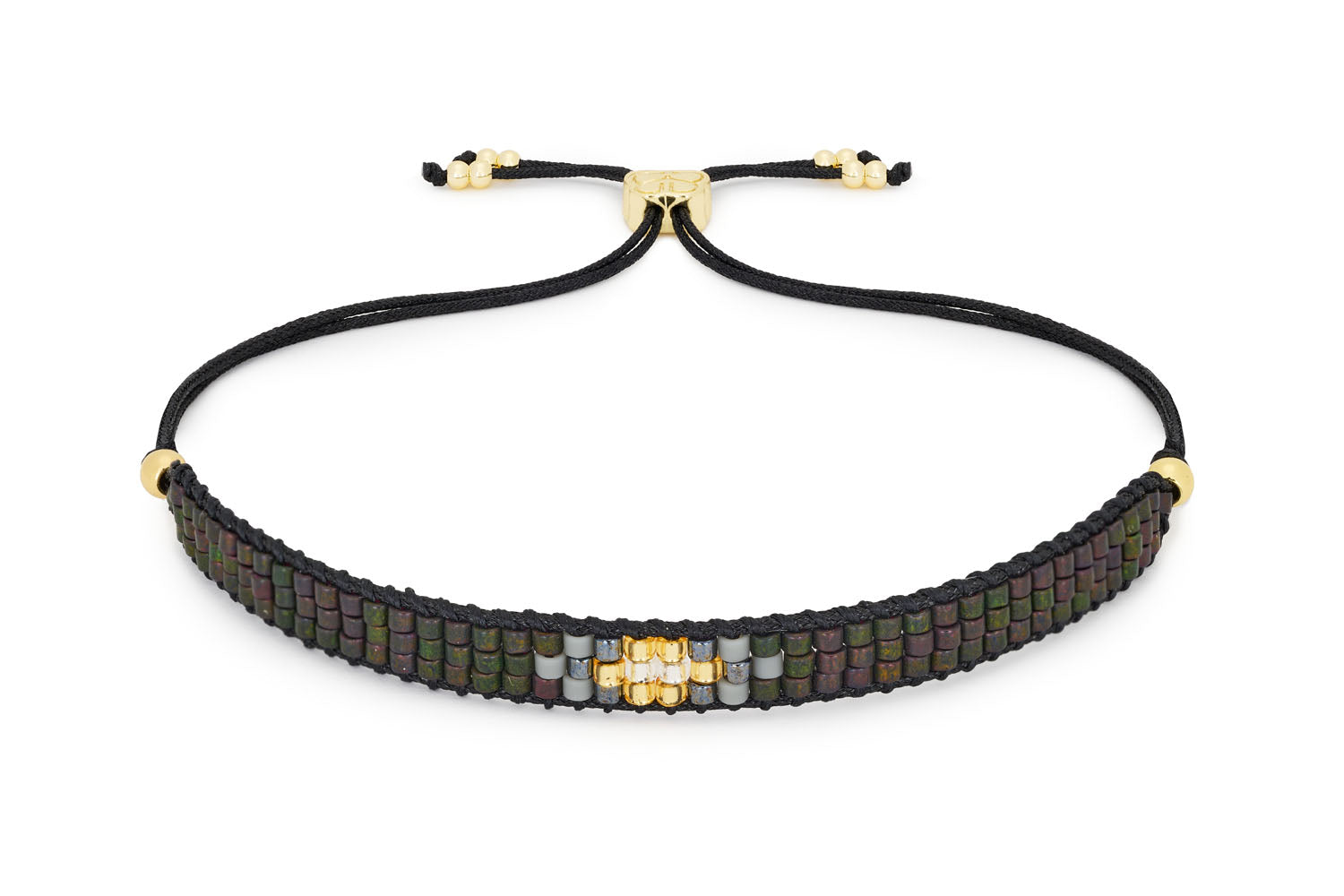 Jump Black Friendship Beaded Gold Bracelet