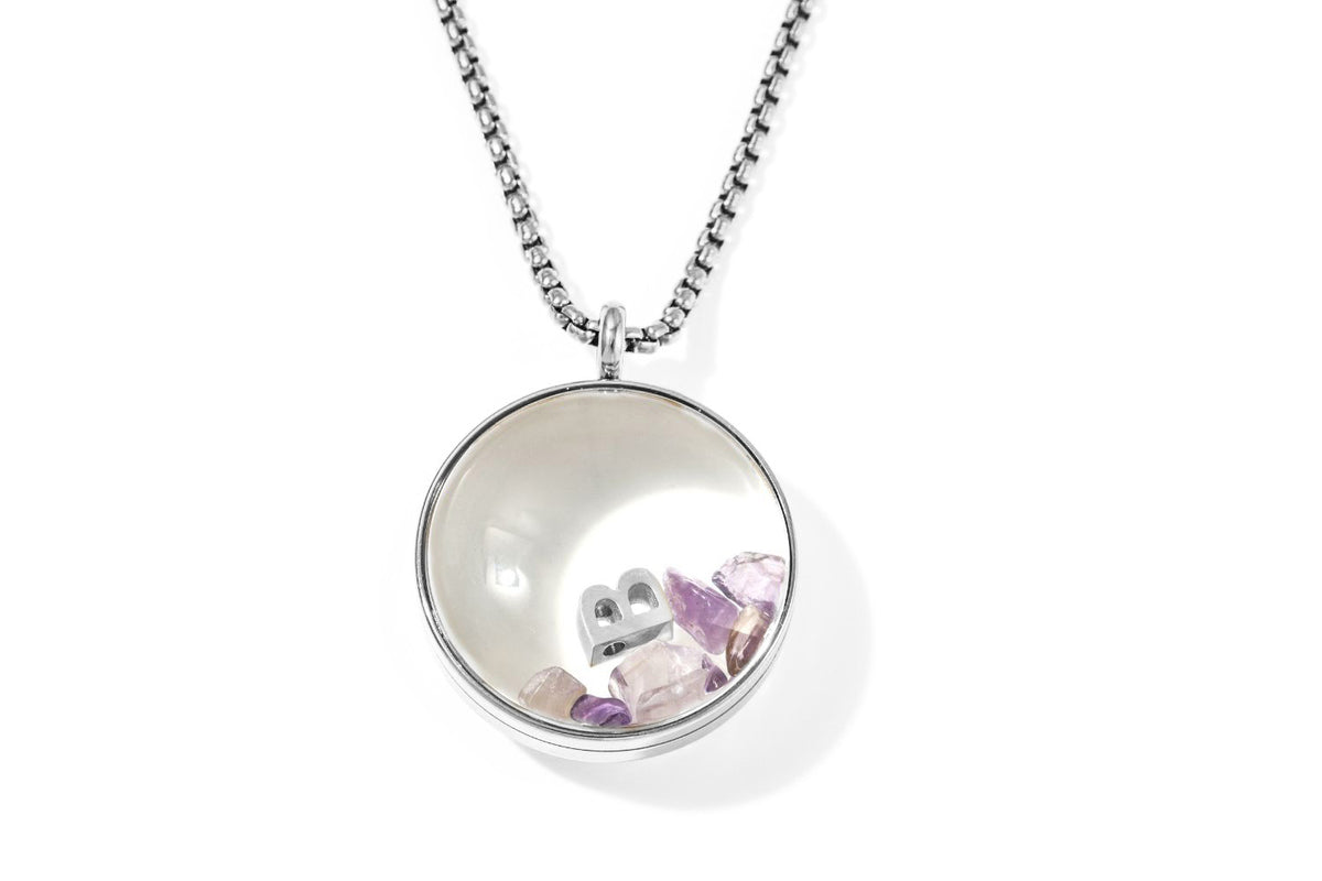 Leilani Gemstone Personalised Letter Locket Stainless Steel Necklace