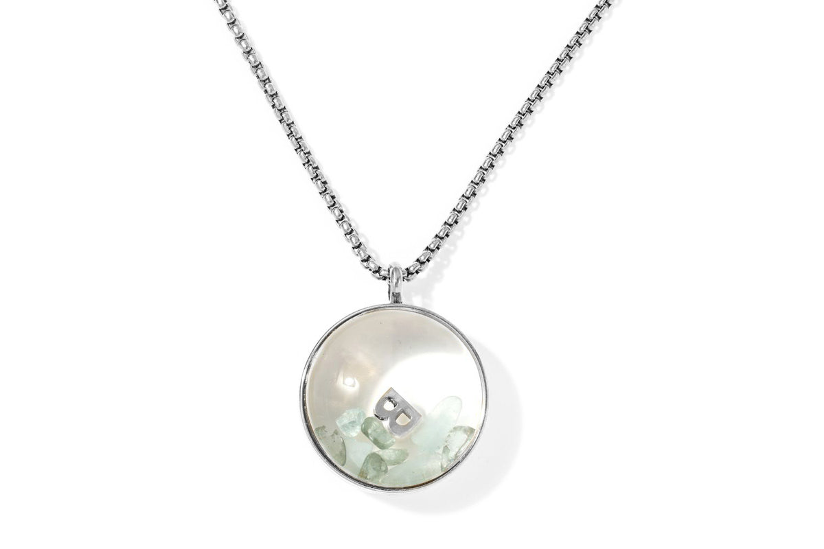 Leilani Gemstone Personalised Letter Locket Stainless Steel Necklace