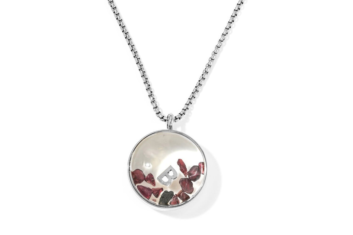Leilani Gemstone Personalised Letter Locket Stainless Steel Necklace
