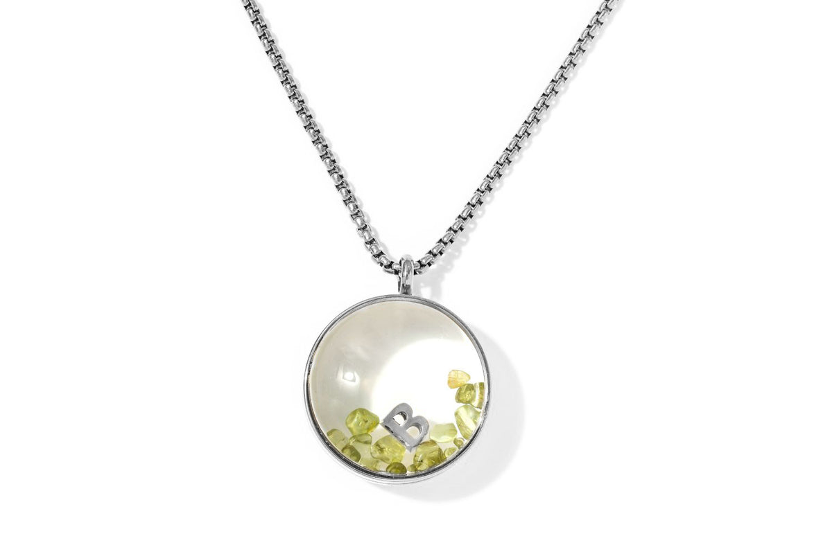 Leilani Gemstone Personalised Letter Locket Stainless Steel Necklace