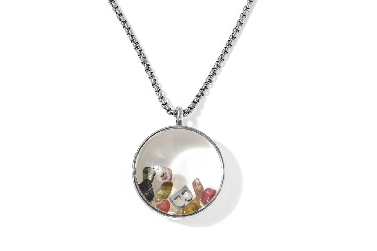 Leilani Gemstone Personalised Letter Locket Stainless Steel Necklace