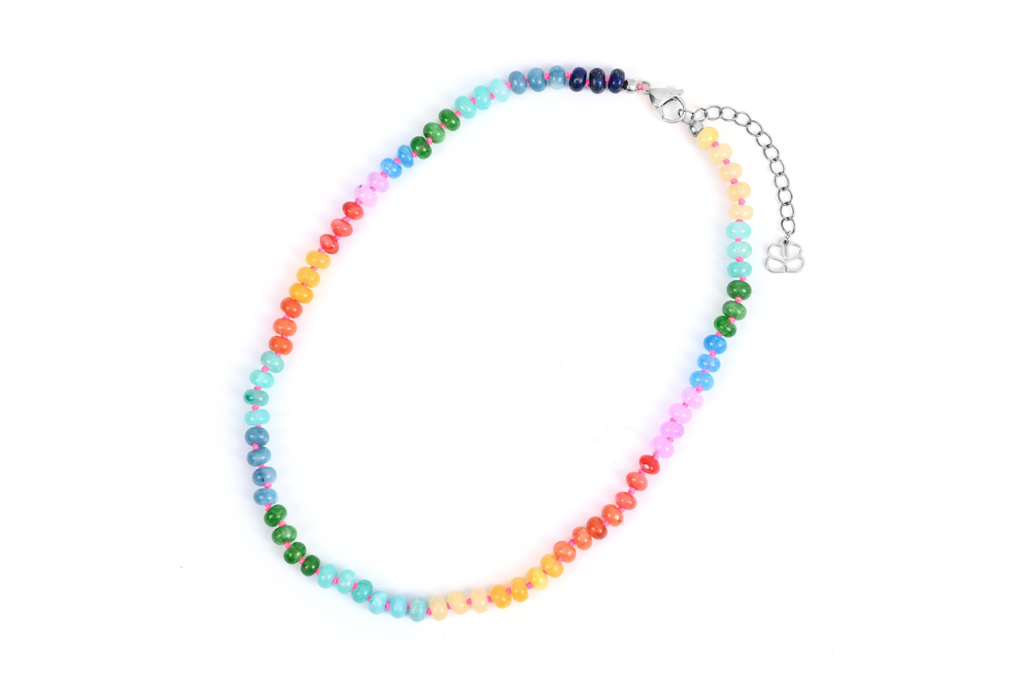 Malika Silver Tropical Gemstone Bead Necklace