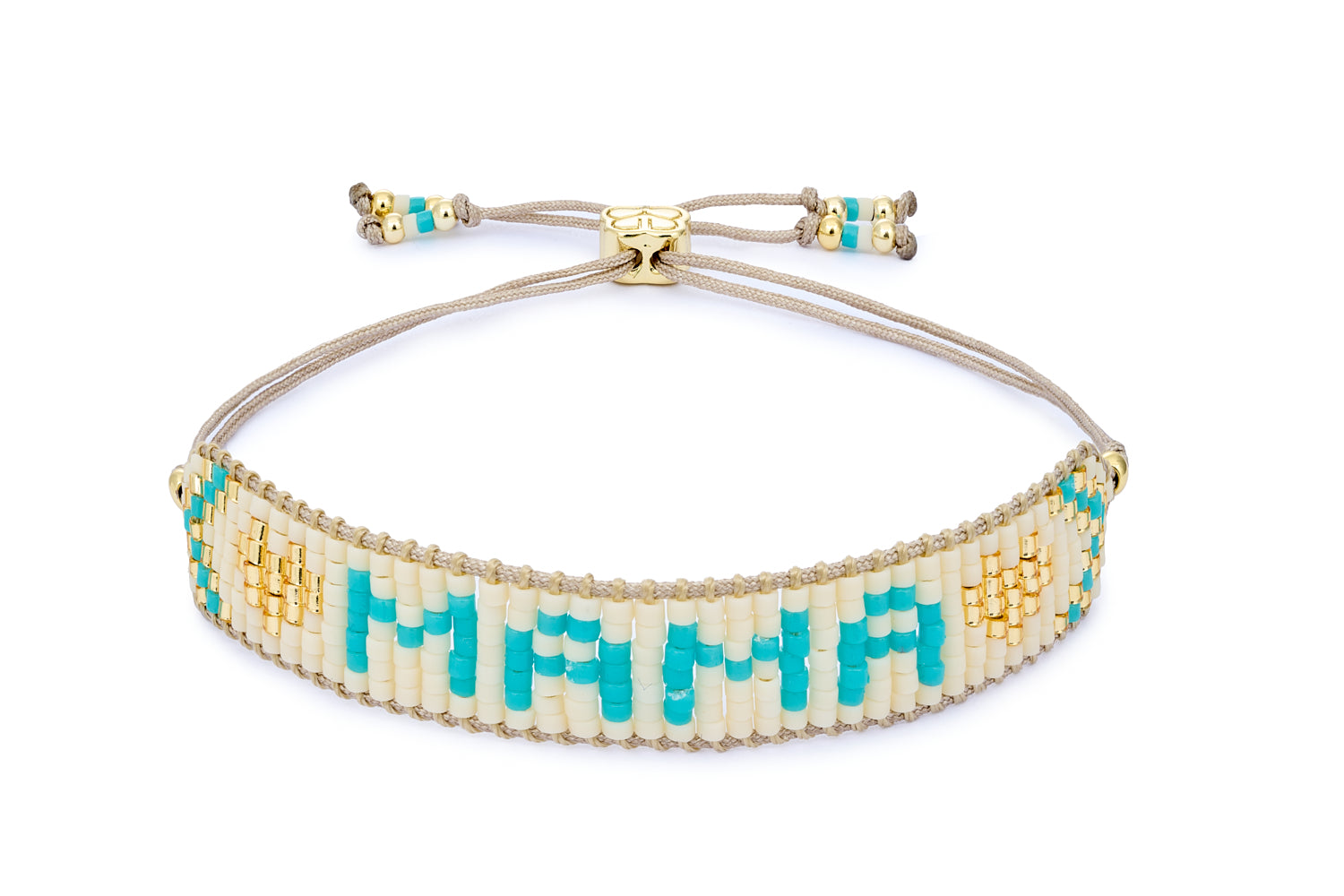 Mama Turquoise and Cream Gold Friendship Bracelet