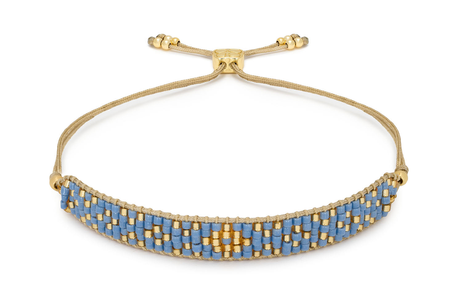 Maya Blue Beaded Gold Friendship Bracelet