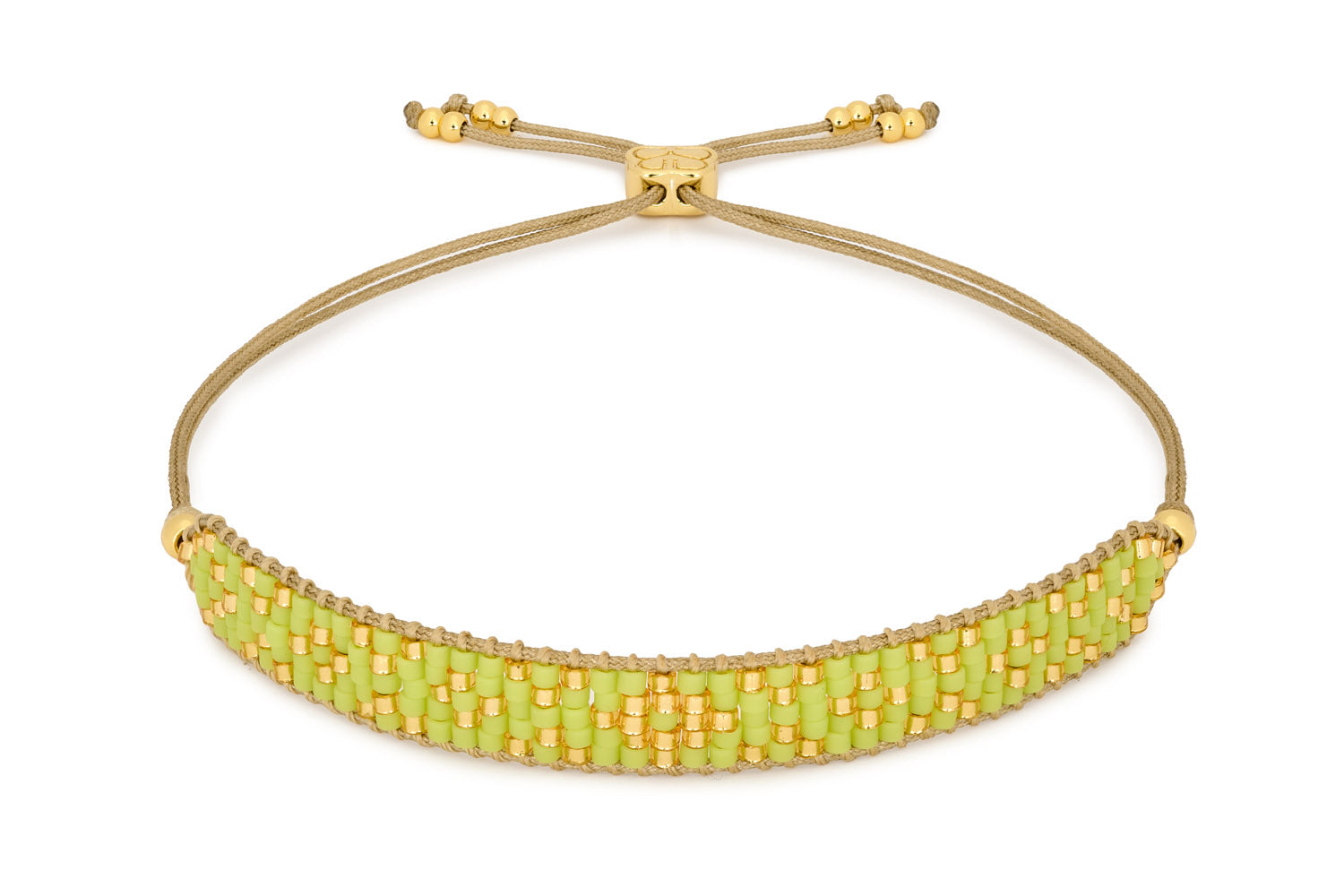 Maya Lime Beaded Gold Friendship Bracelet