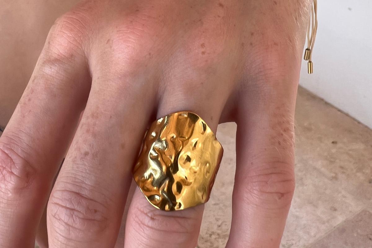 Nahla Hammered Gold Adjustable Ring