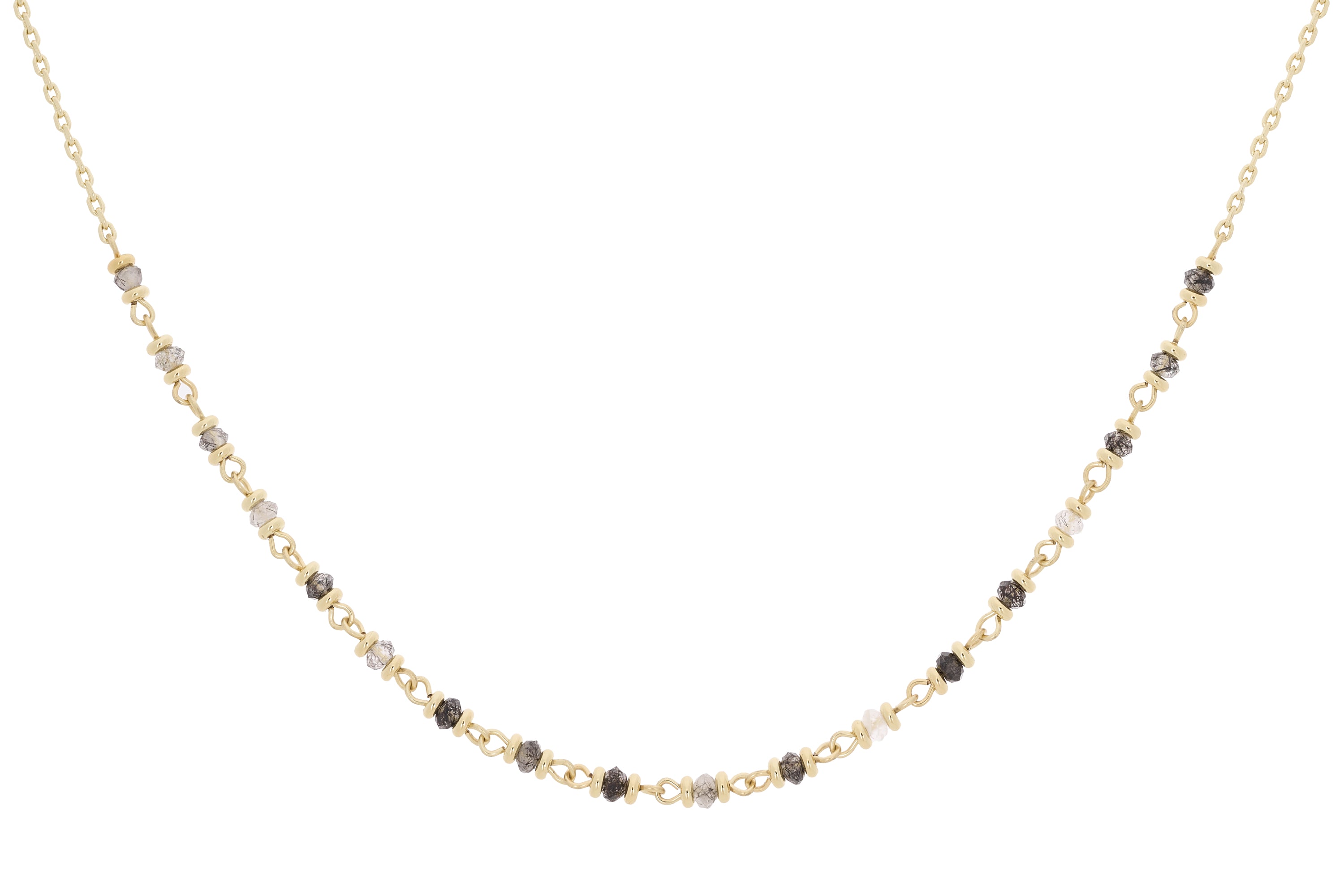 Panacea Black Rutilite Gold Gemstone Necklace