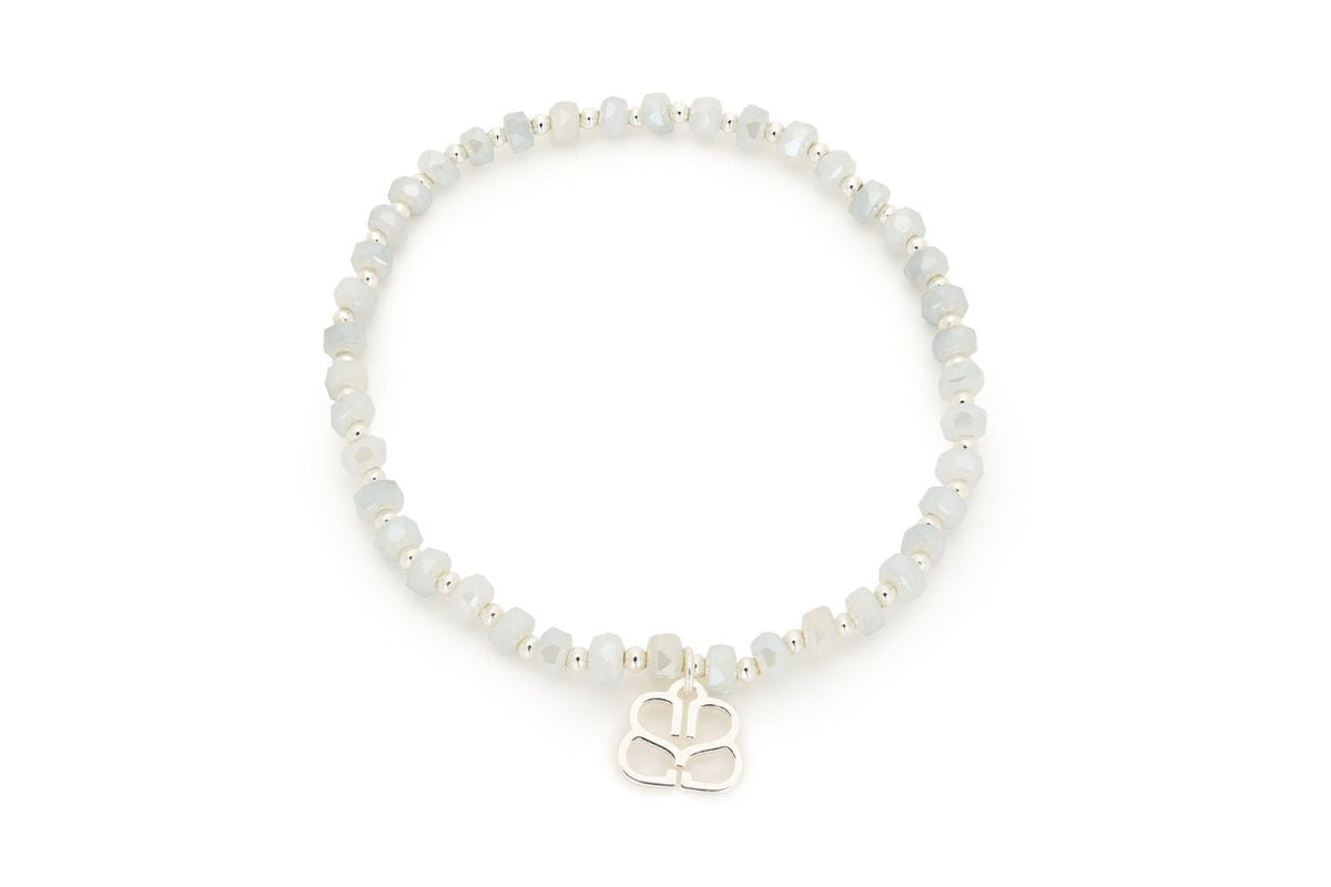 Prunus Grey & Silver Stretch Crystal Bracelet