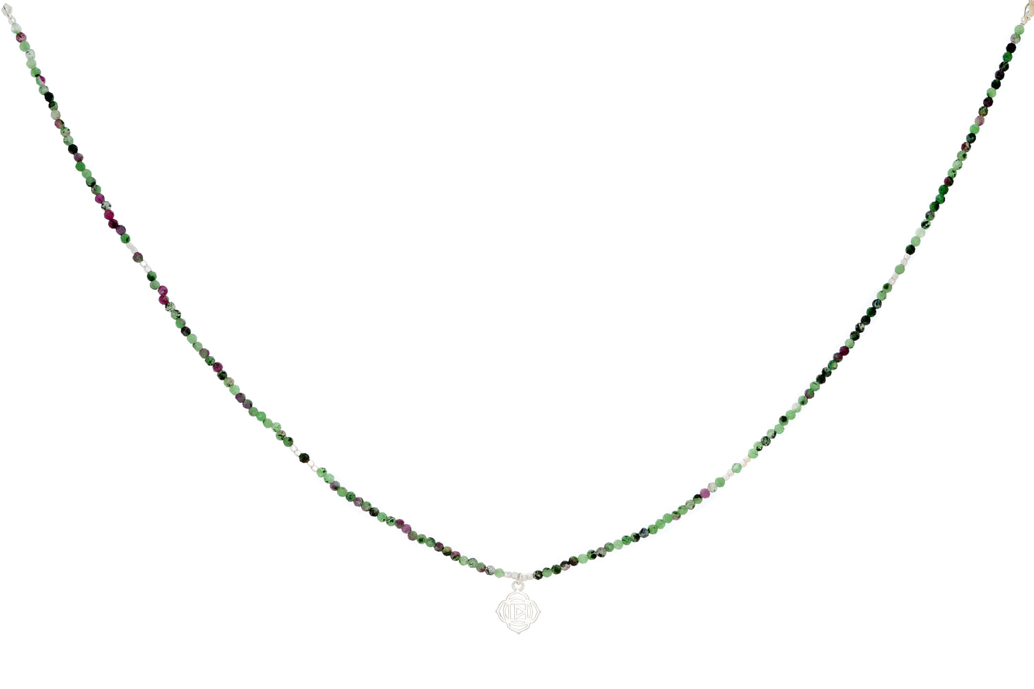 Root Chakra Ruby Zoisite Silver Necklace