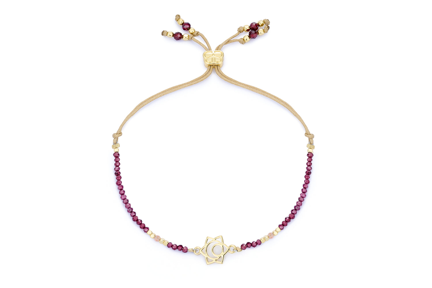 Sacral Chakra Garnet and Sunstone Gold Bracelet