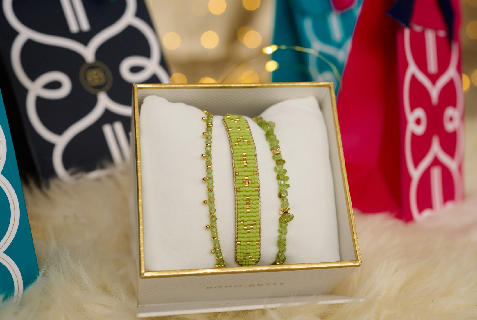 Batiki Peridot & Gold Stacking Bracelet