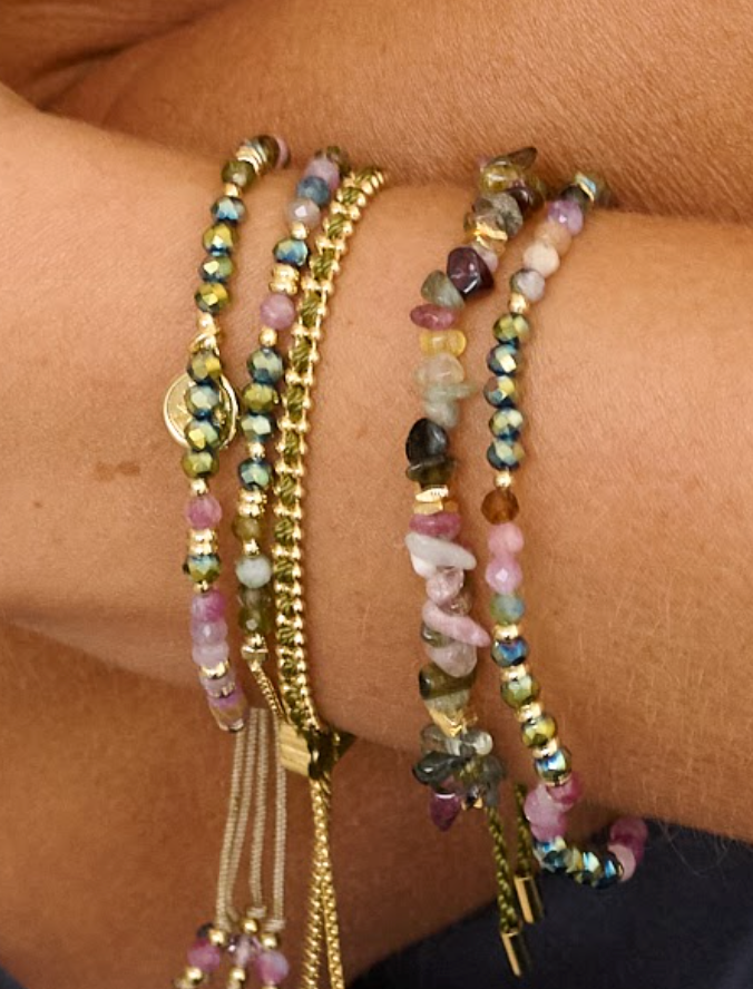 Majuli Gold & Tourmaline Stacking Bracelet