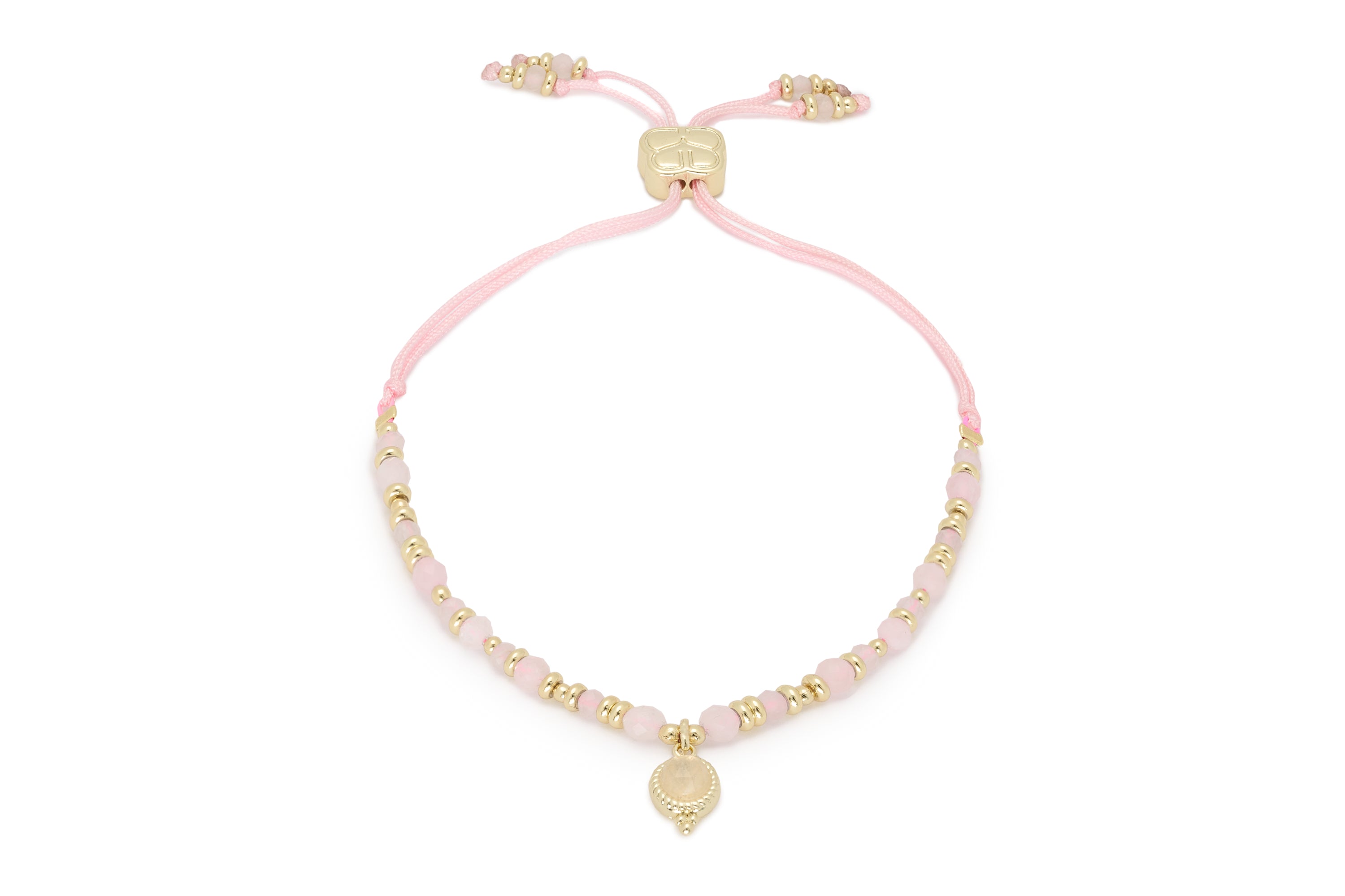 Sense Rose Quartz Charm Gold Bracelet