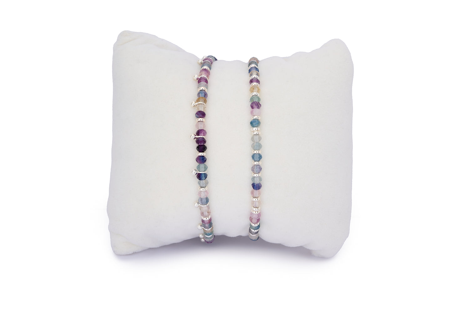 Serenity Rainbow Fluorite Silver Stacking Bracelet