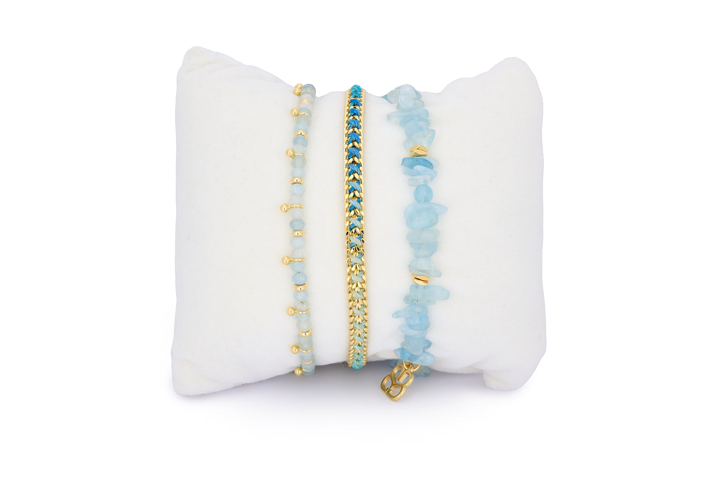Seychelles Aquamarine & Gold Stacking Bracelet