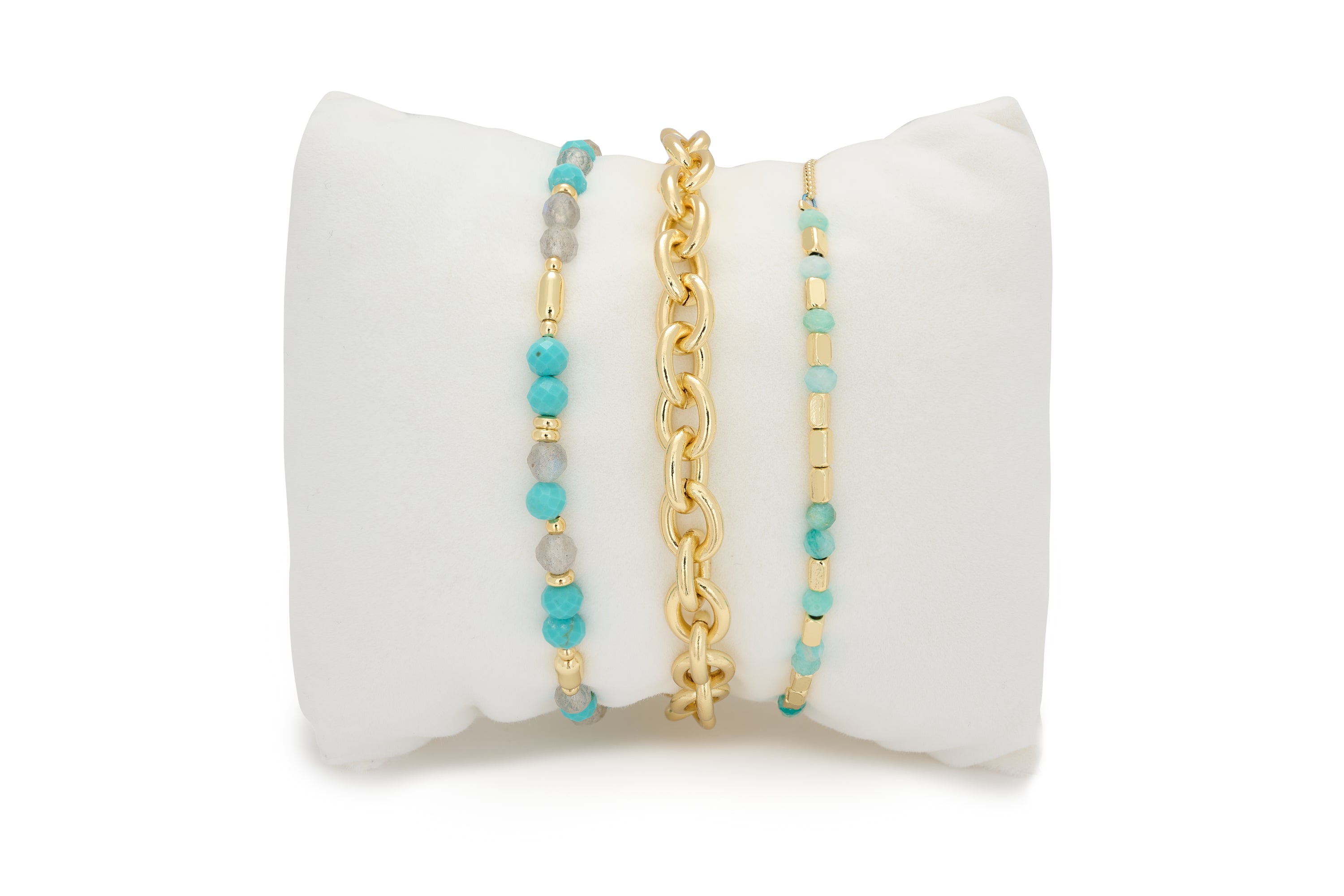 Azula 3 Layer Gemstone Bracelet Stack