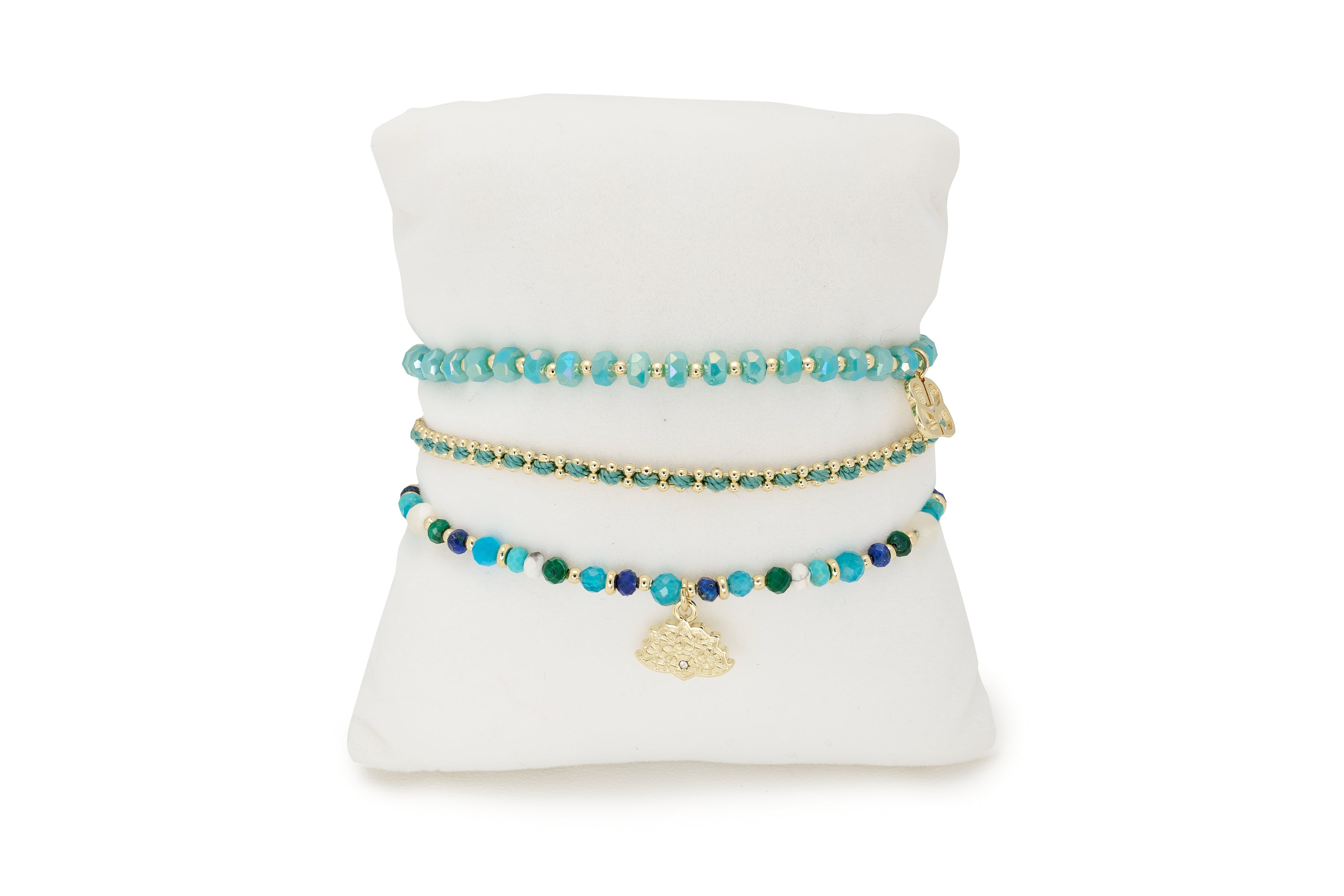 Nile 3 Layer Gemstone Bracelet Stack