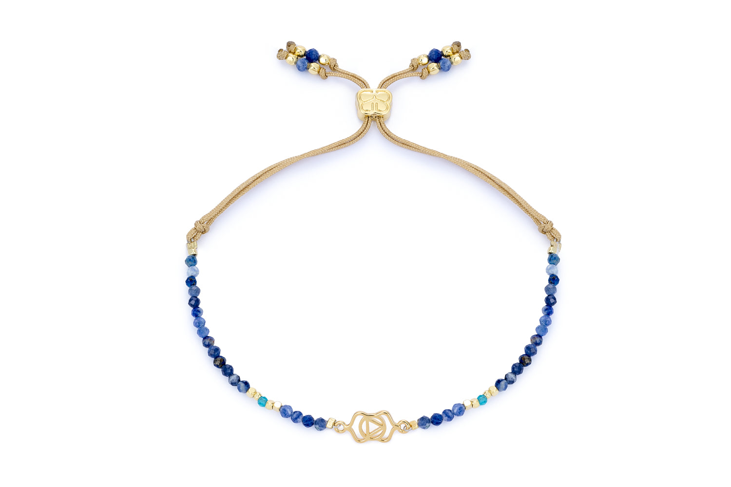 Third Eye Chakra Blue Aventurine and Apatite Gold Bracelet