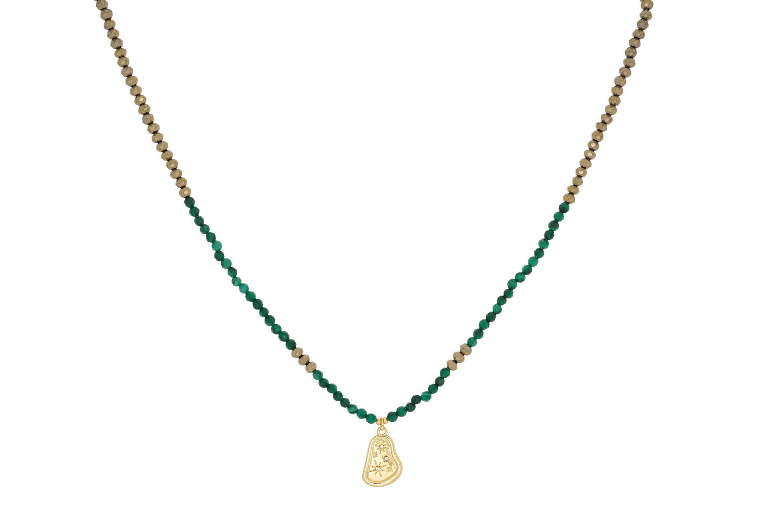 Umino Malachite Charm Gold Necklace