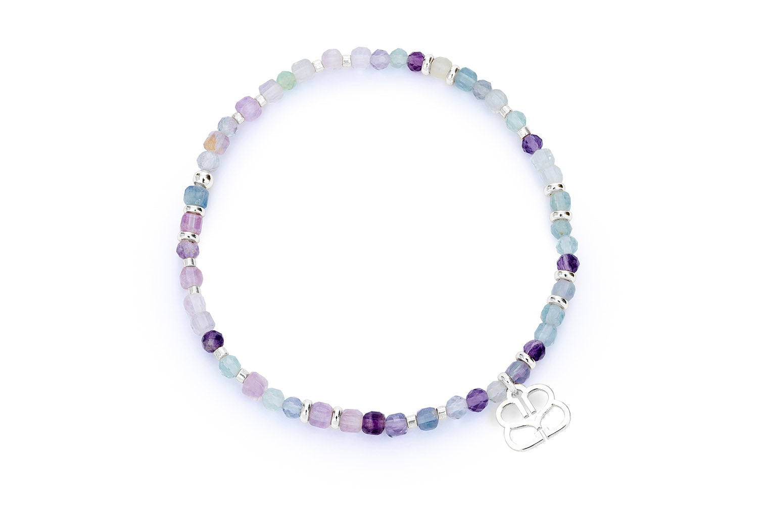 Violet Rainbow Fluorite Silver Bracelet