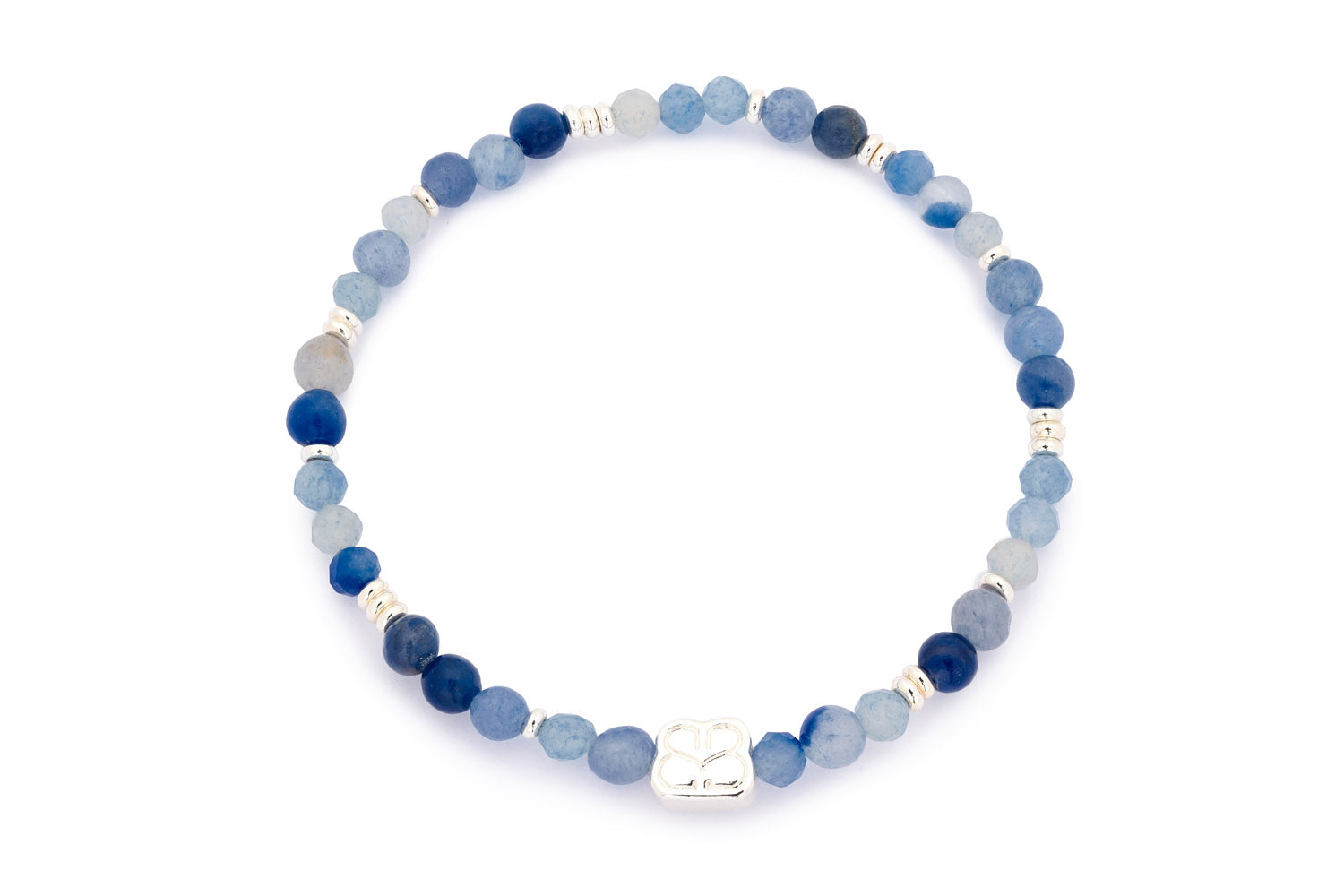 Moala Blue Aventurine Silver Bracelet Stack