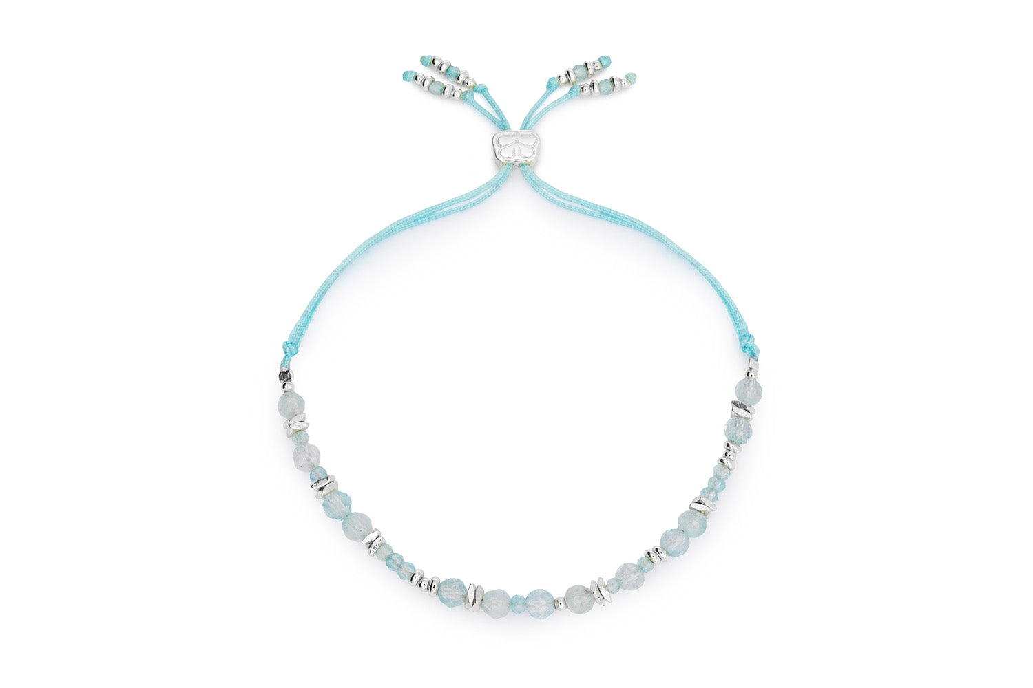 Bliss Silver & Blue Topaz Bead Slider Bracelet on white background