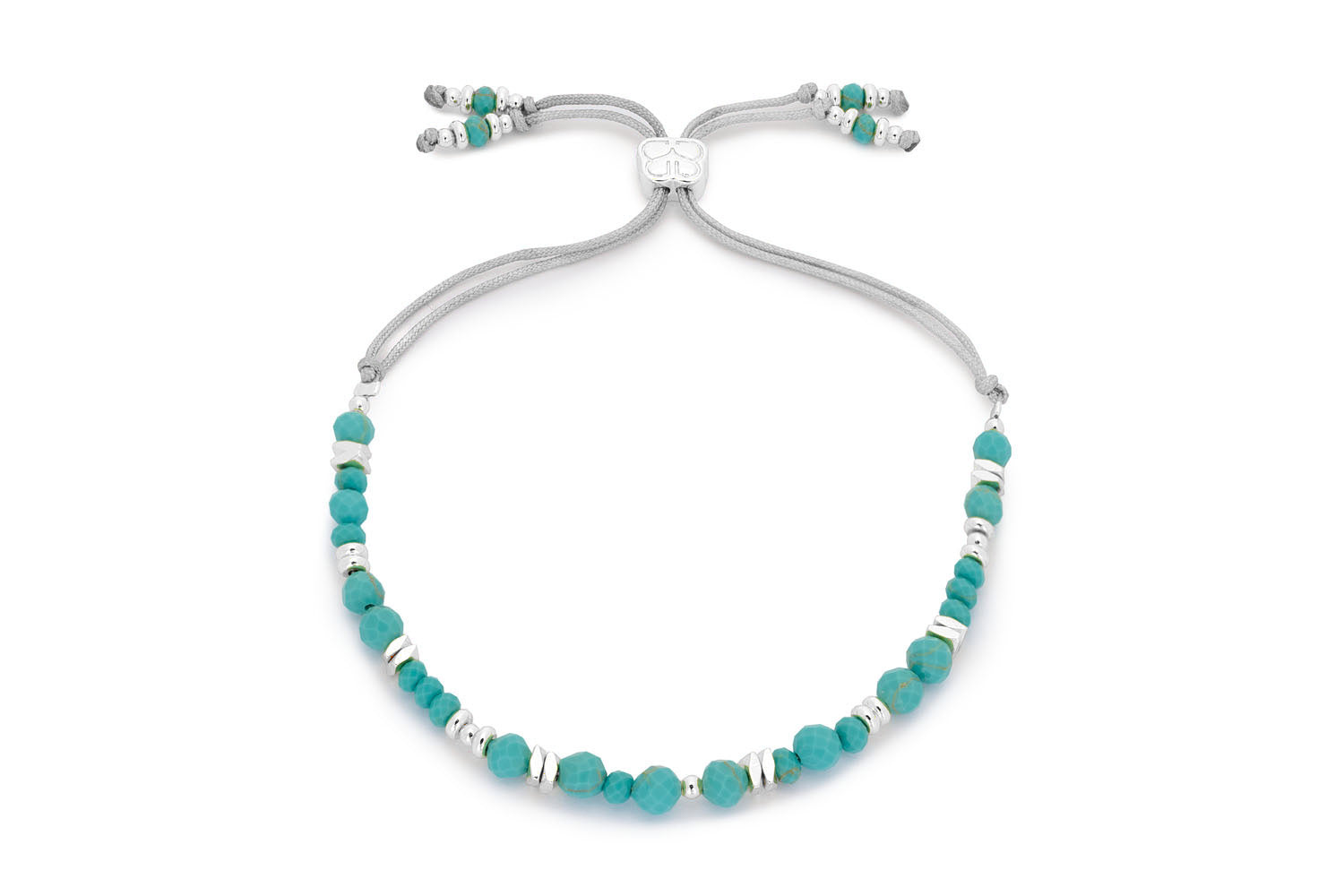 Bliss silver turquoise howlite beaded bracelet with slider cord and silver accents