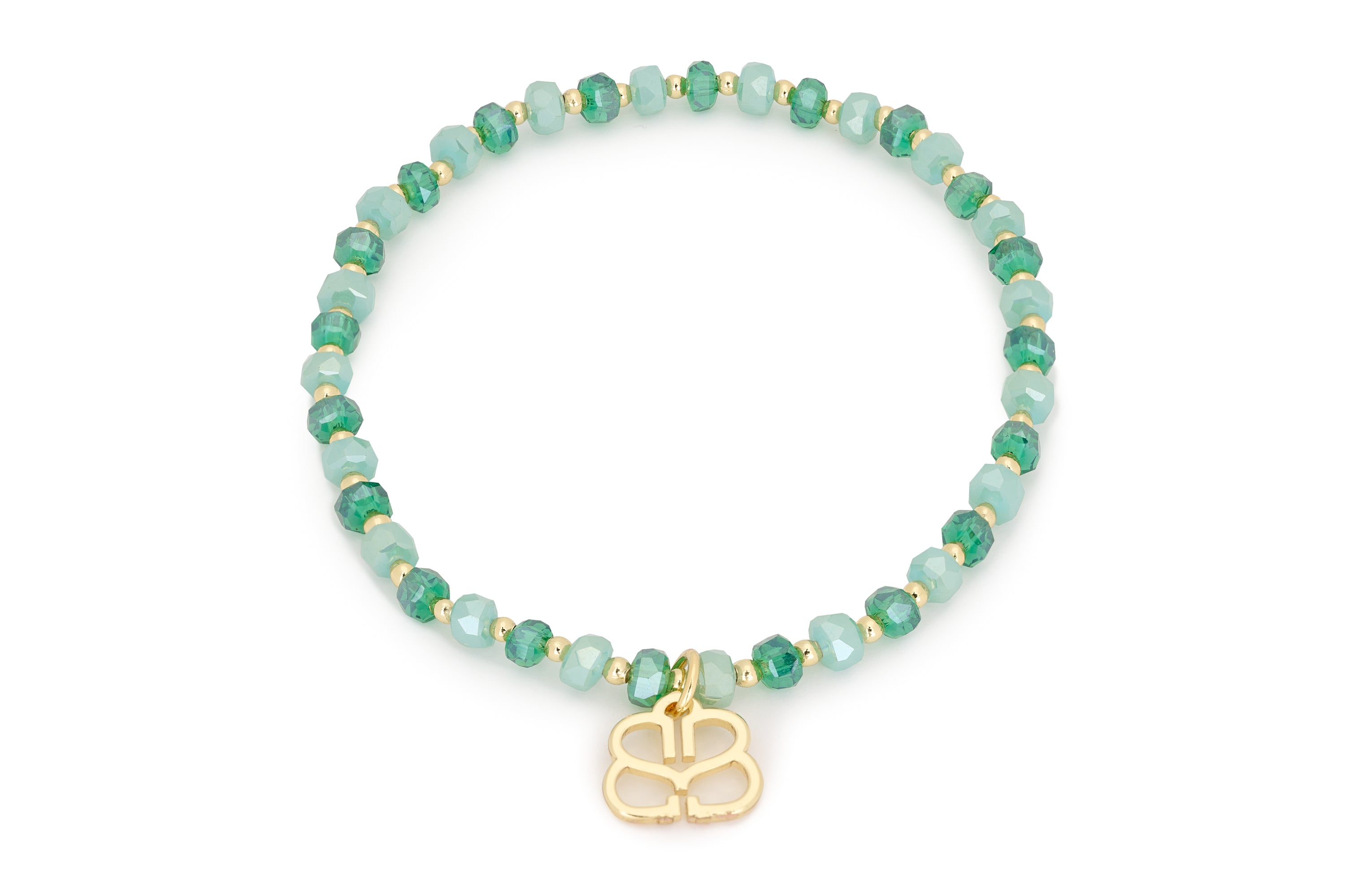 Prunus Aqua & Gold Crystal Stretch Bracelet