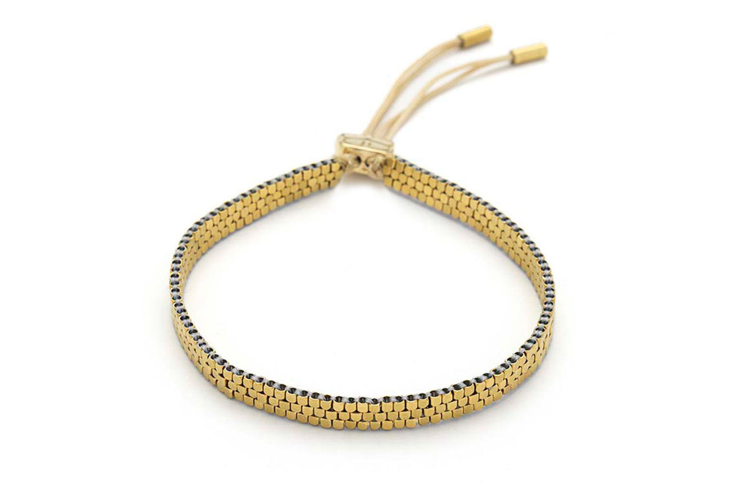 Daiko Gold Braided Bracelet with delicate gold-plated beading and an adjustable slider fastening for an effortless, stylish look.